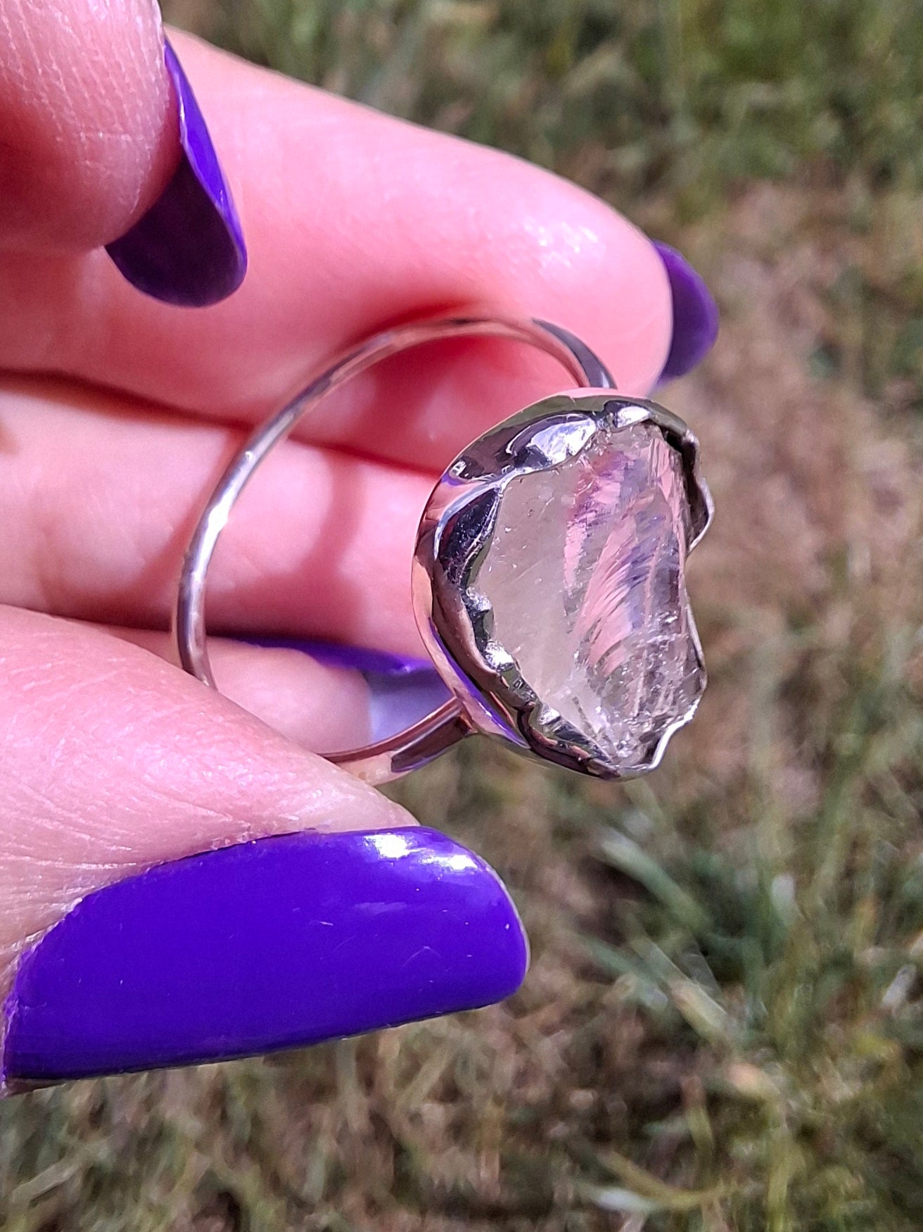Libyan Desert Glass Ring, size large P, 925 Silver, Tektite (Ref: LR32)