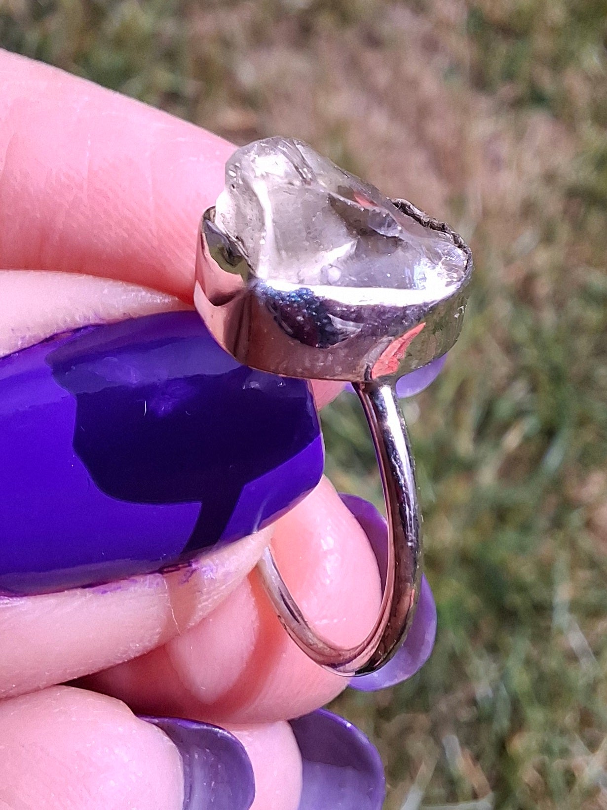 Libyan Desert Glass Ring, size large J, 925 Silver, Tektite (Ref: LR9)