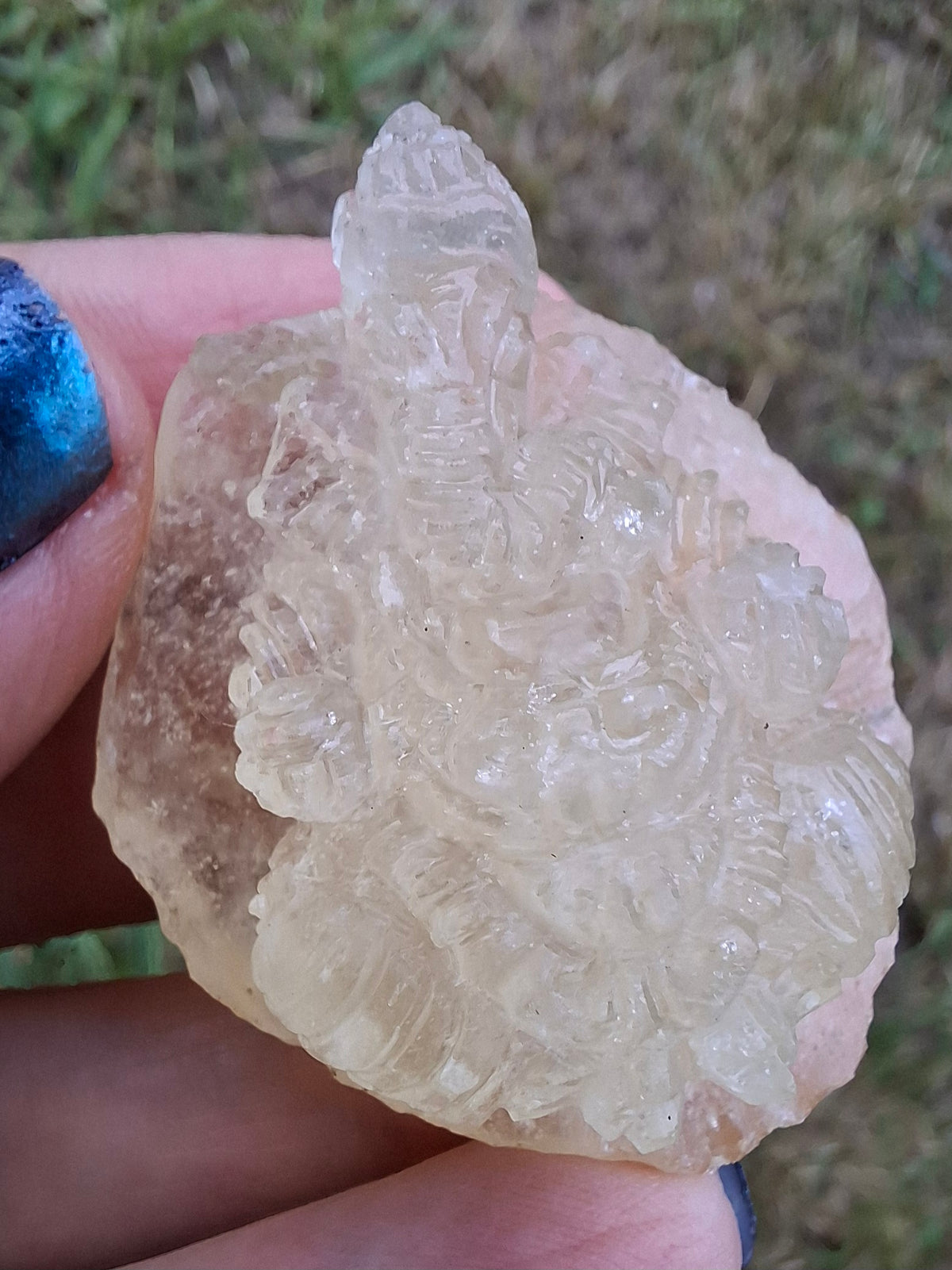 Libyan Desert Glass GANESHA carving, 20.76g, Tektite (Ref: Ganesha4)