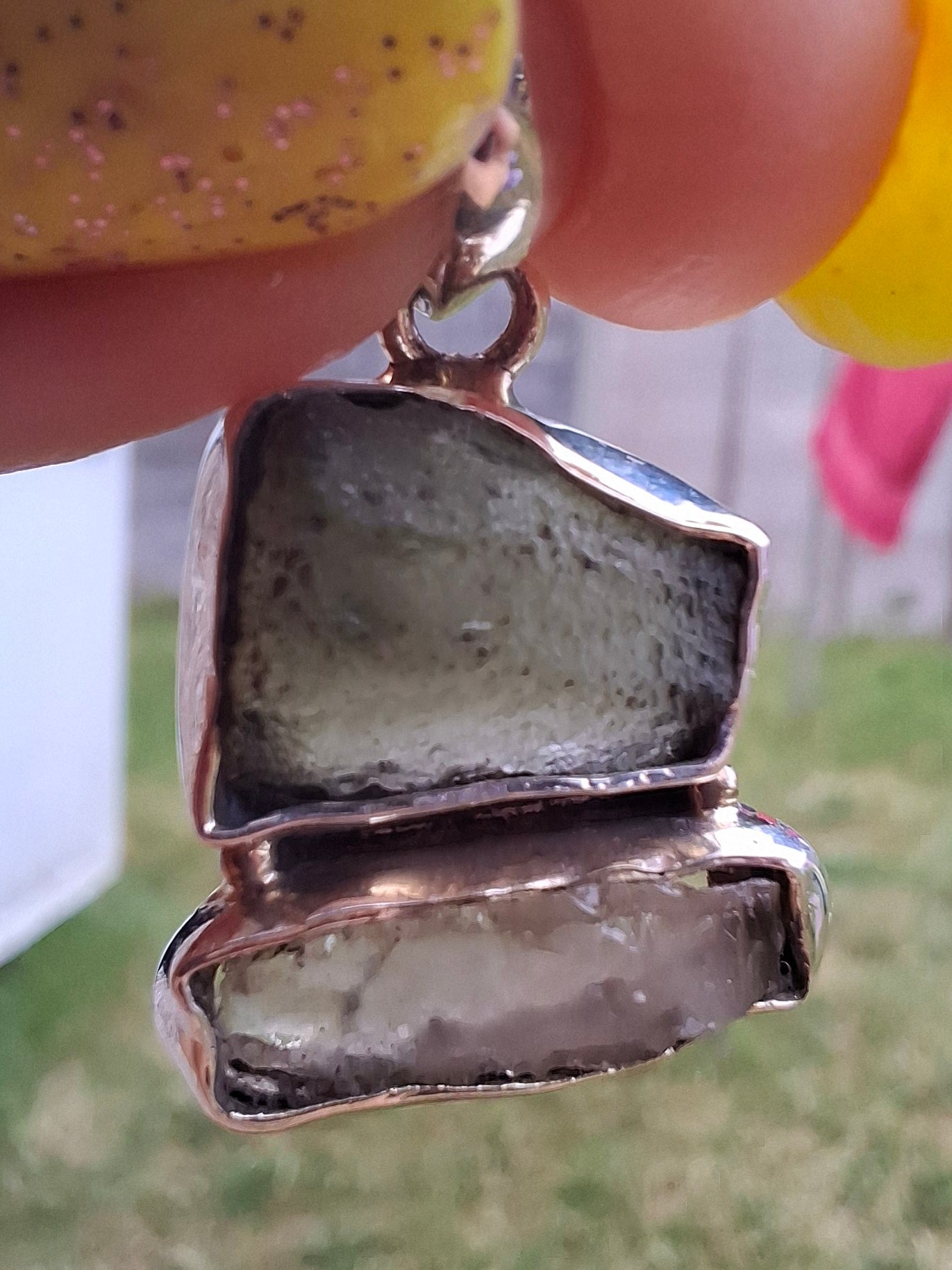 Moldavite & Libyan Desert Glass Pendant, 925 Silver, Tektite (Ref: MLP6)