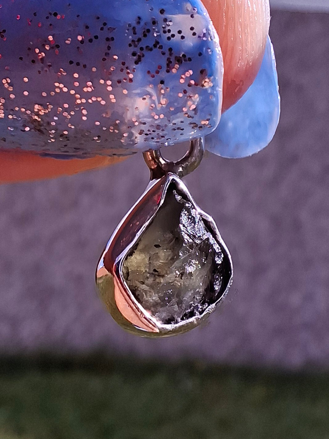 Moldavite Pendant, 925 Silver, Tektite (Ref: P63)