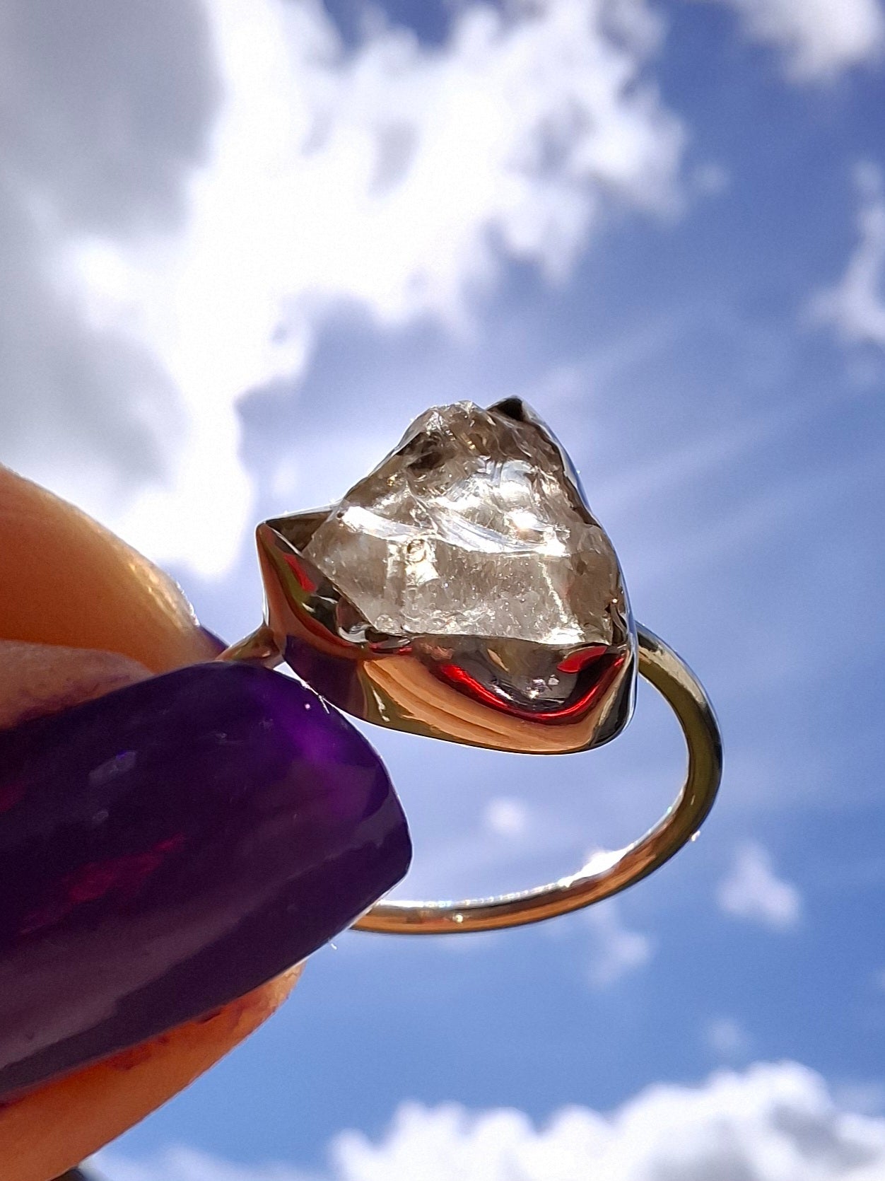 Libyan Desert Glass Ring, size large O, 925 Silver, Tektite (Ref: LR24)