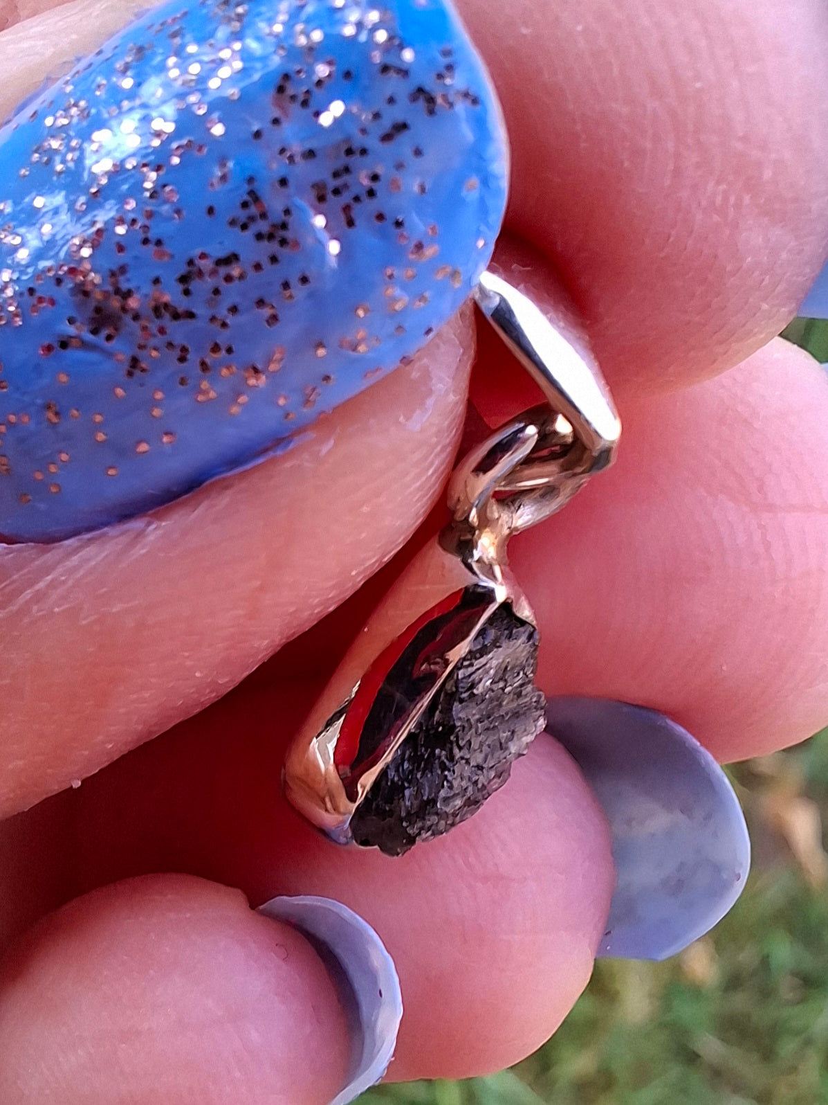 Moldavite Pendant, 925 Silver, Tektite (Ref: P35)