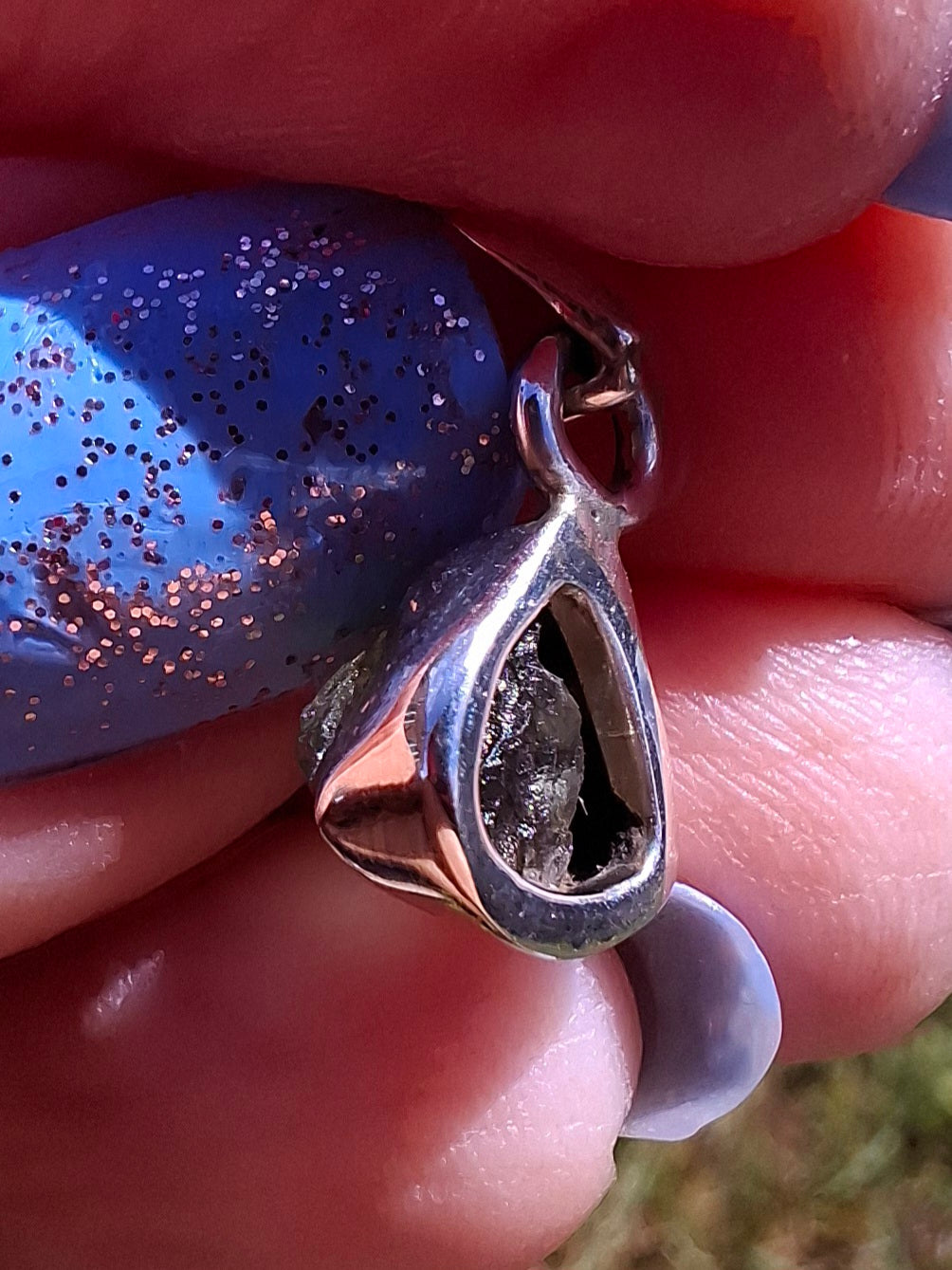 Moldavite Pendant, 925 Silver, Tektite (Ref: P83)