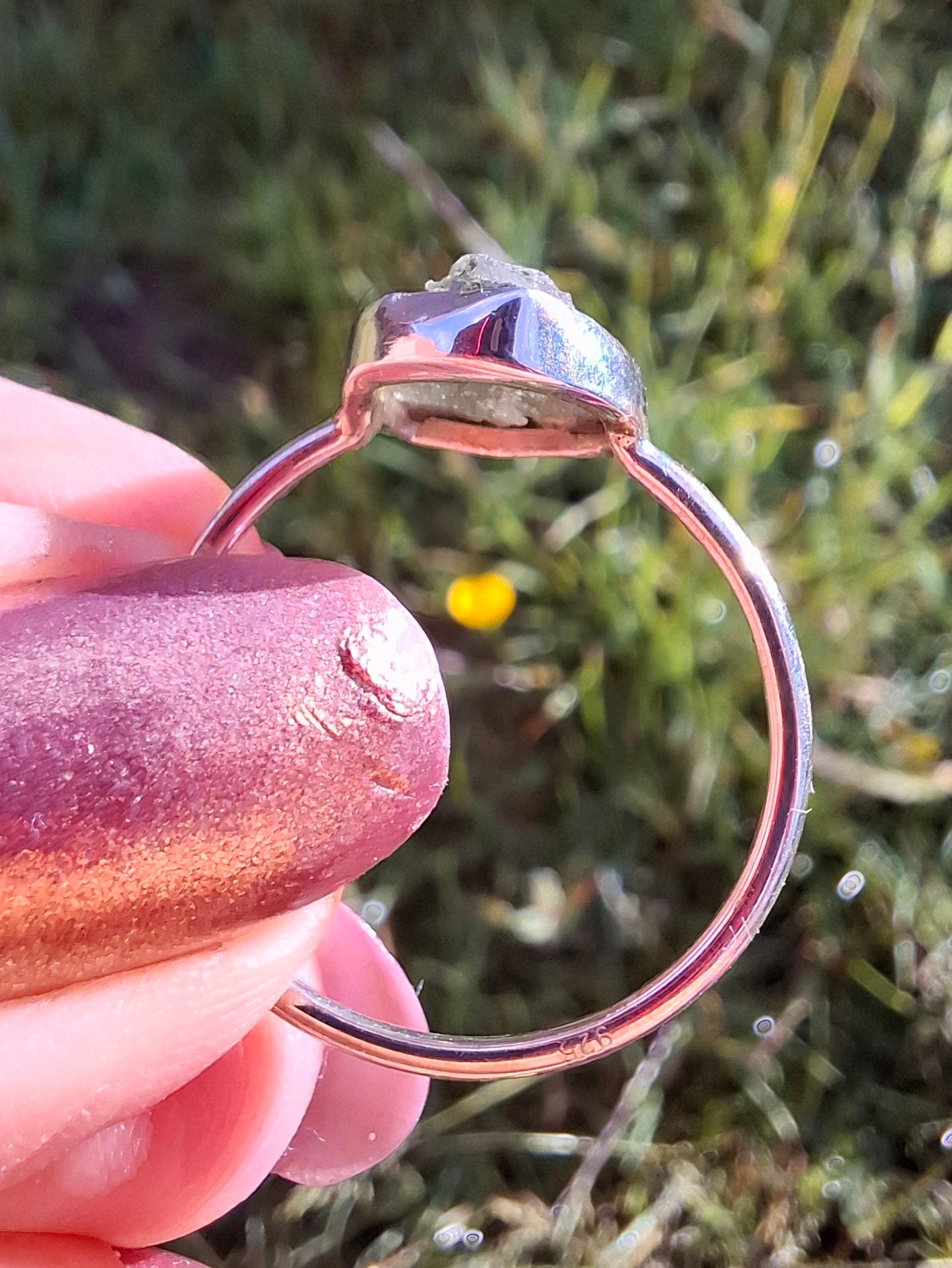 Moldavite Ring, size small U, 925 Silver, Tektite (Ref: R29)