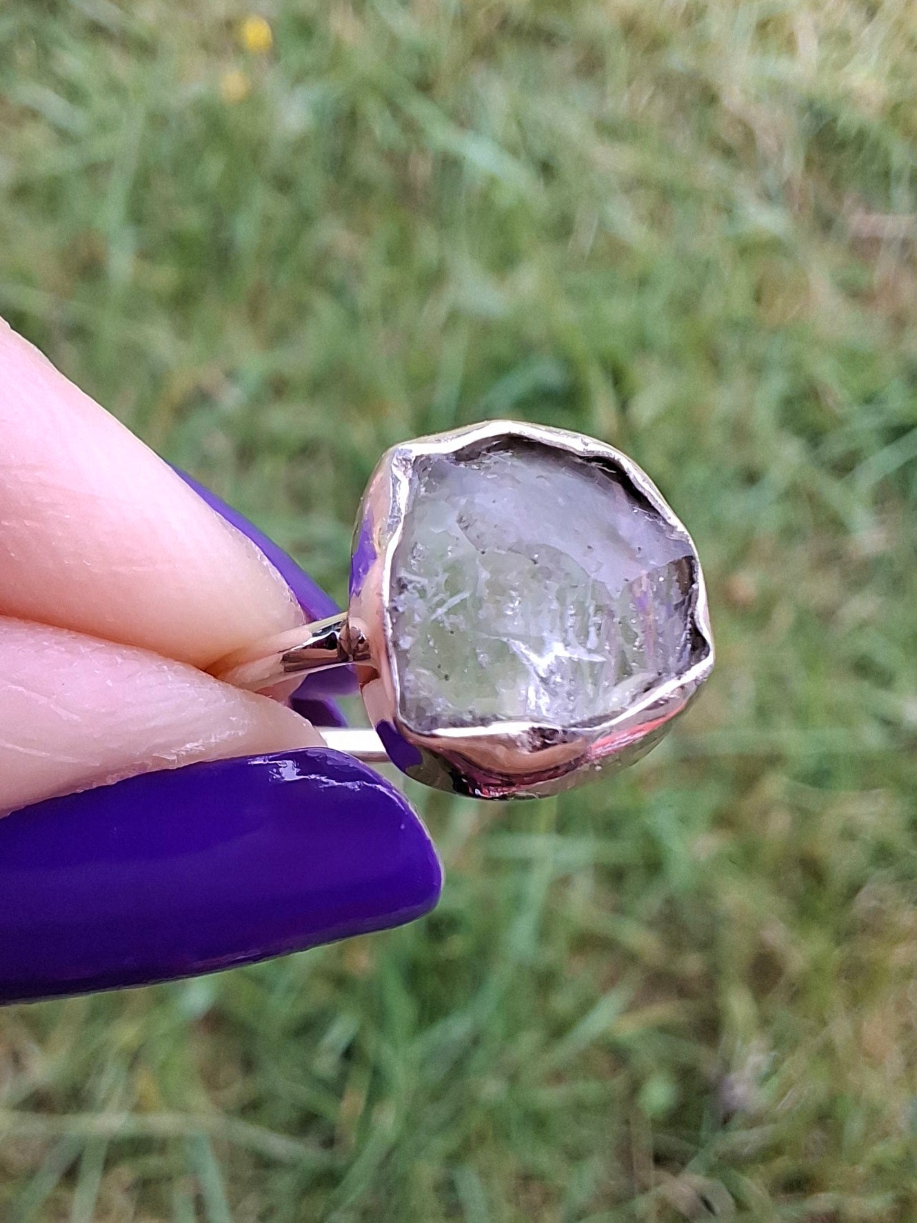 Libyan Desert Glass Ring, size large G/small H, 925 Silver, Tektite (Ref: LR5)