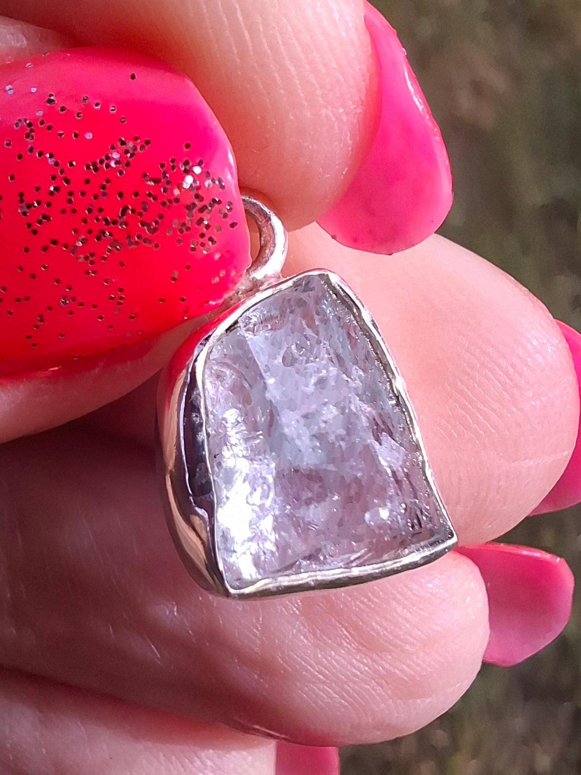 Aquamarine Pendant, 925 Silver, Crystal (Ref: AQ19)