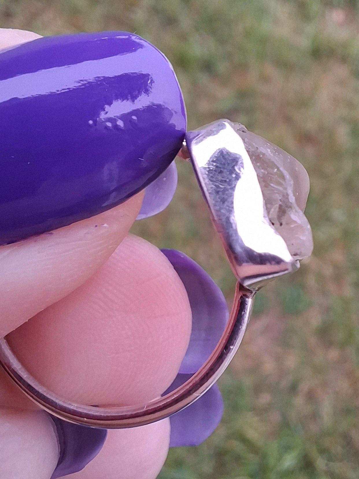 Libyan Desert Glass Ring, size large Q, 925 Silver, Tektite (Ref: LR36)