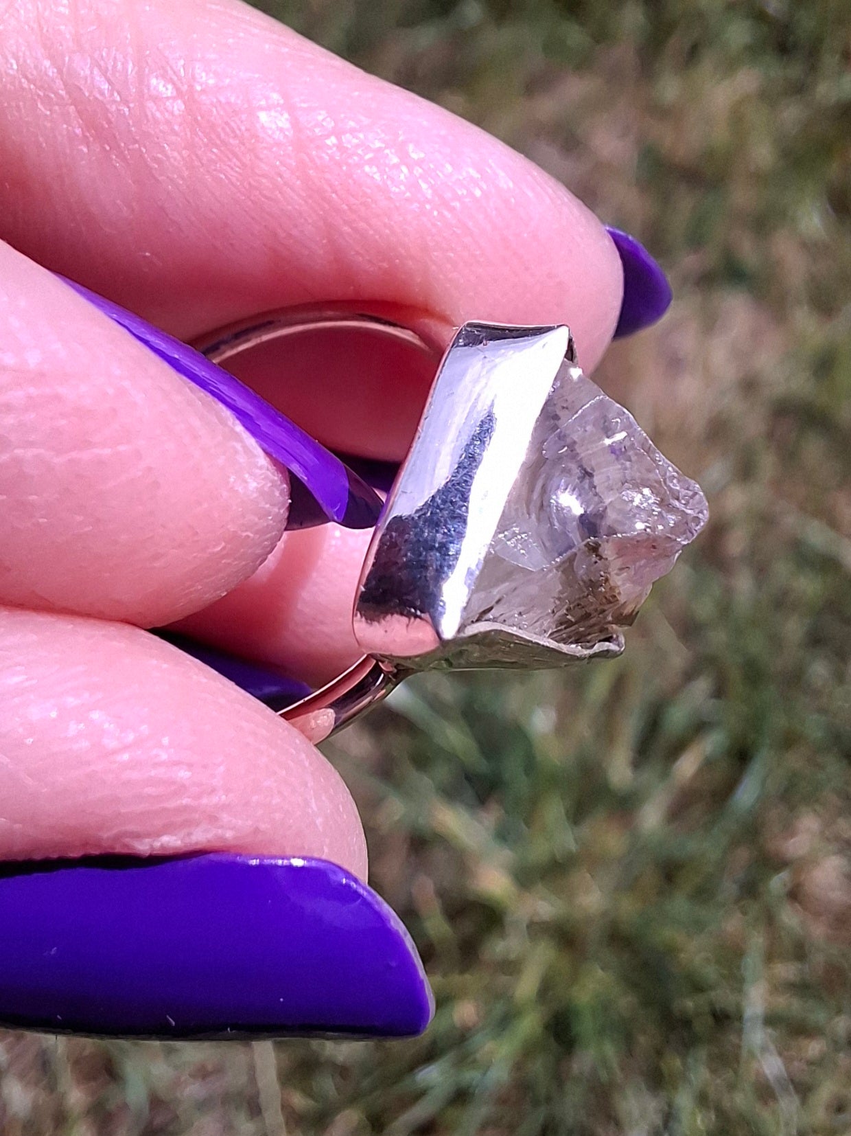 Libyan Desert Glass Ring, size large J/small K, 925 Silver, Tektite (Ref: LR11)