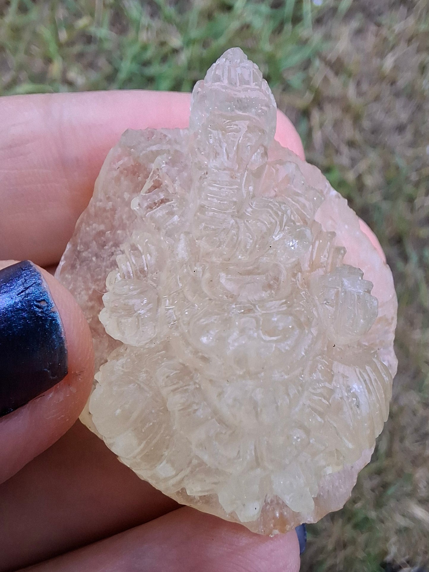 Libyan Desert Glass GANESHA carving, 20.76g, Tektite (Ref: Ganesha4)
