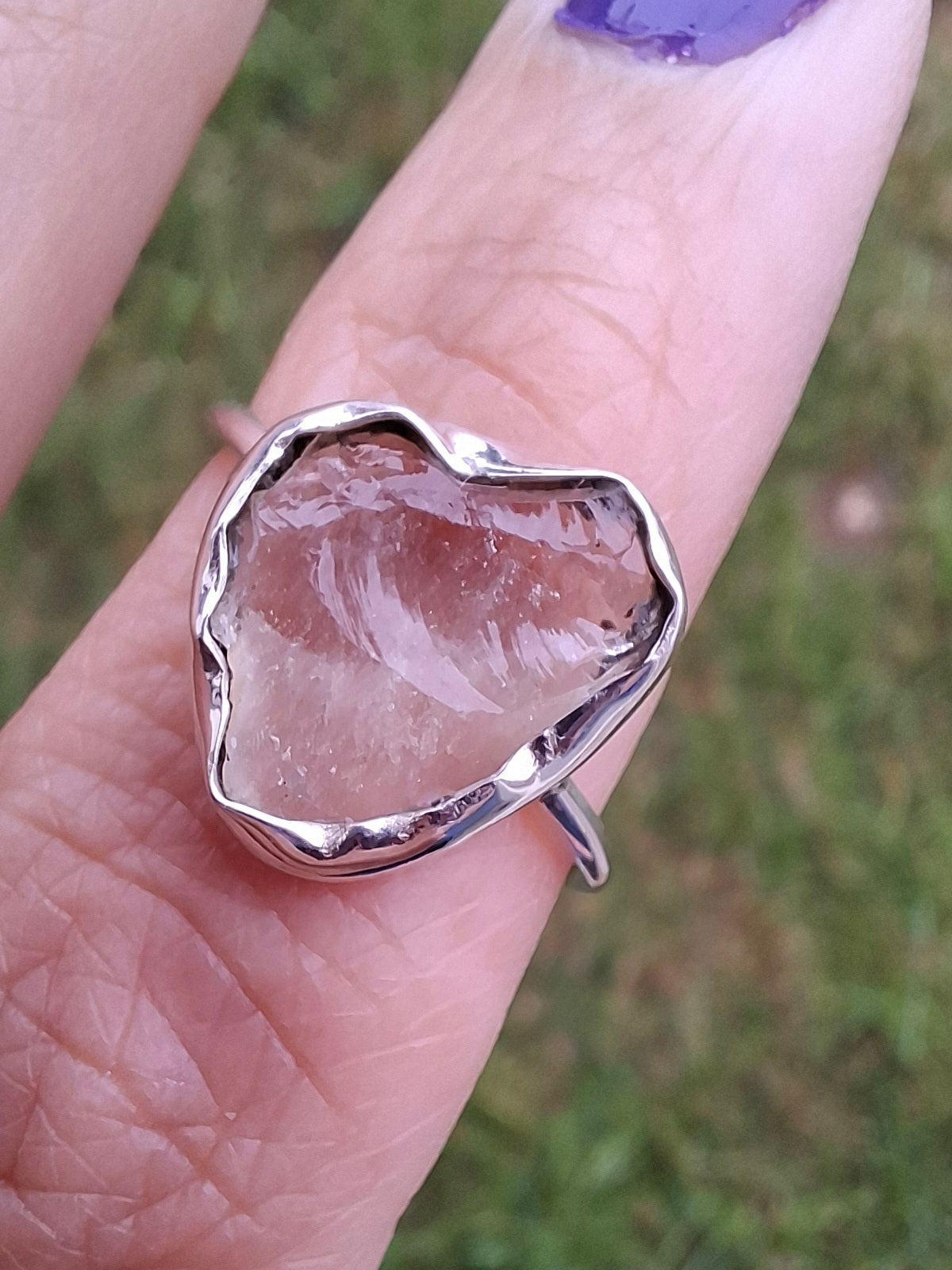 Libyan Desert Glass Ring, size large P, 925 Silver, Tektite (Ref: LR32)