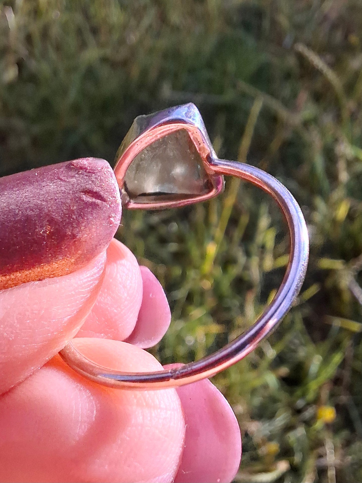 Moldavite Ring, size large T, 925 Silver, Tektite (Ref: R28)