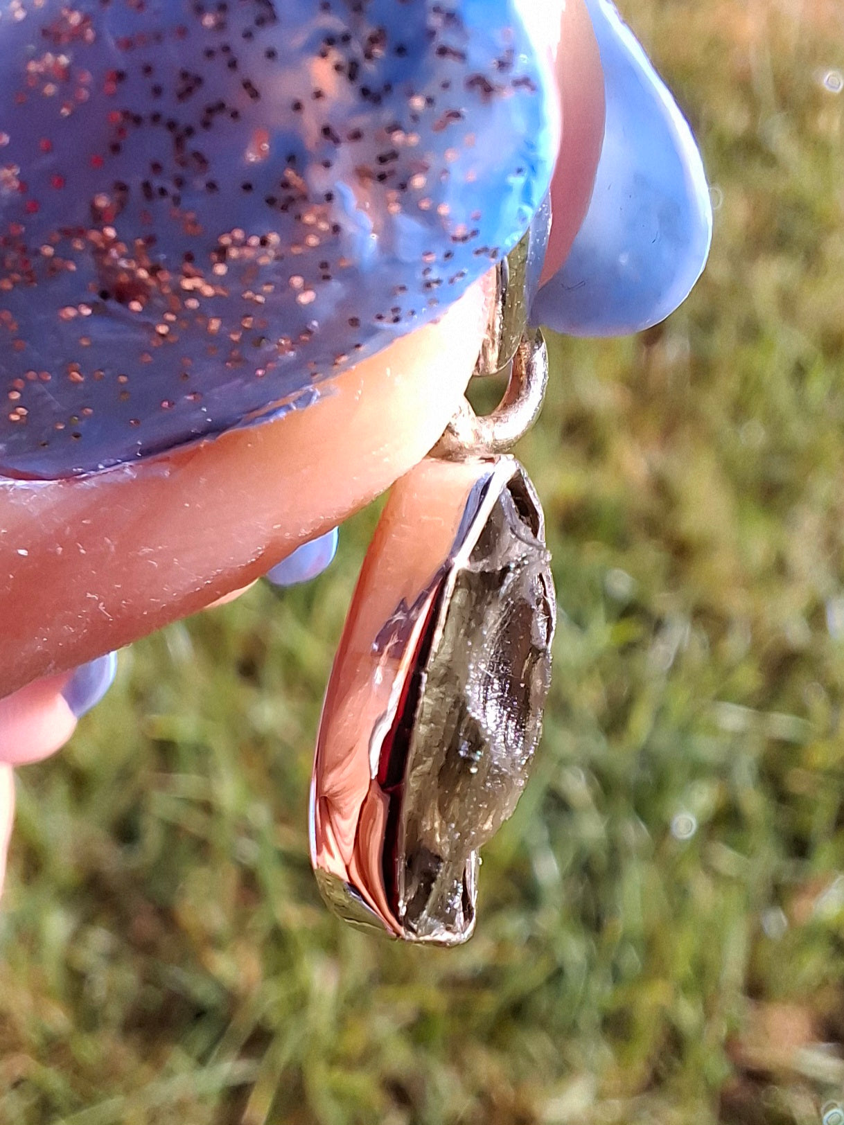 Moldavite Pendant, 925 Silver, Tektite (Ref: P48)