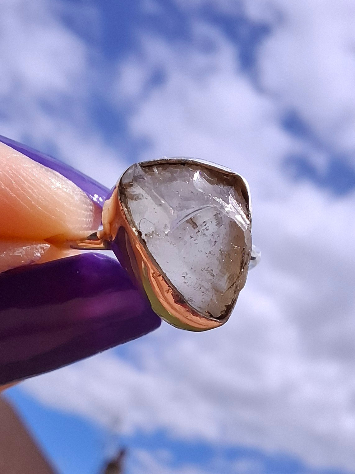 Libyan Desert Glass Ring, size large G, 925 Silver, Tektite (Ref: LR3)