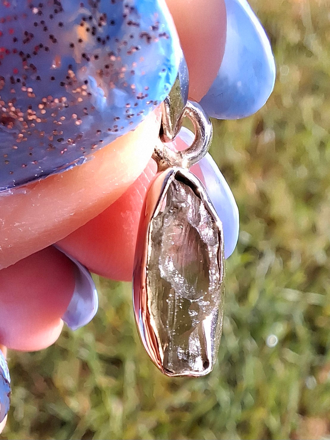 Moldavite Pendant, 925 Silver, Tektite (Ref: P48)