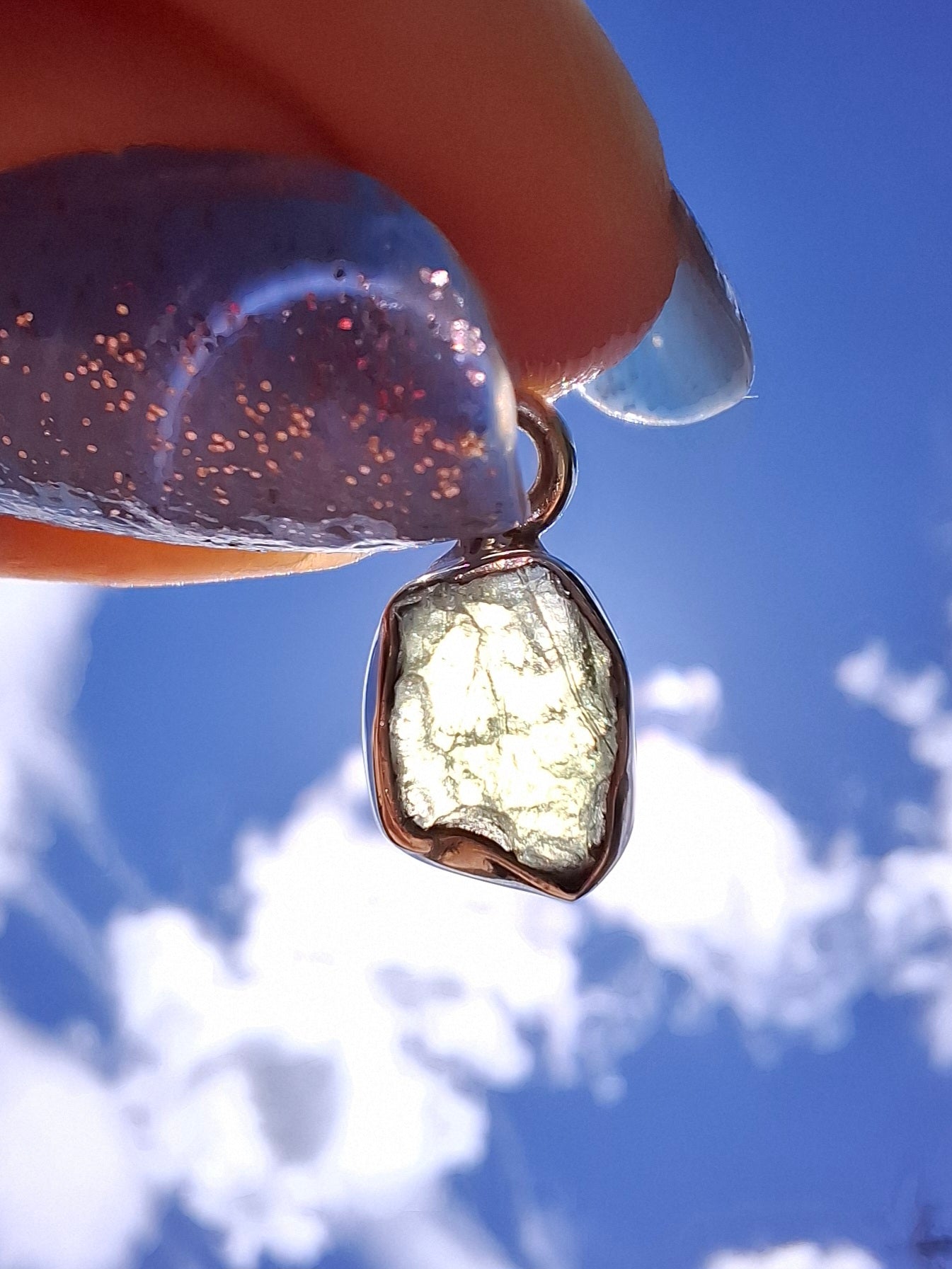 Moldavite Pendant, 925 Silver, Tektite (Ref: P86)