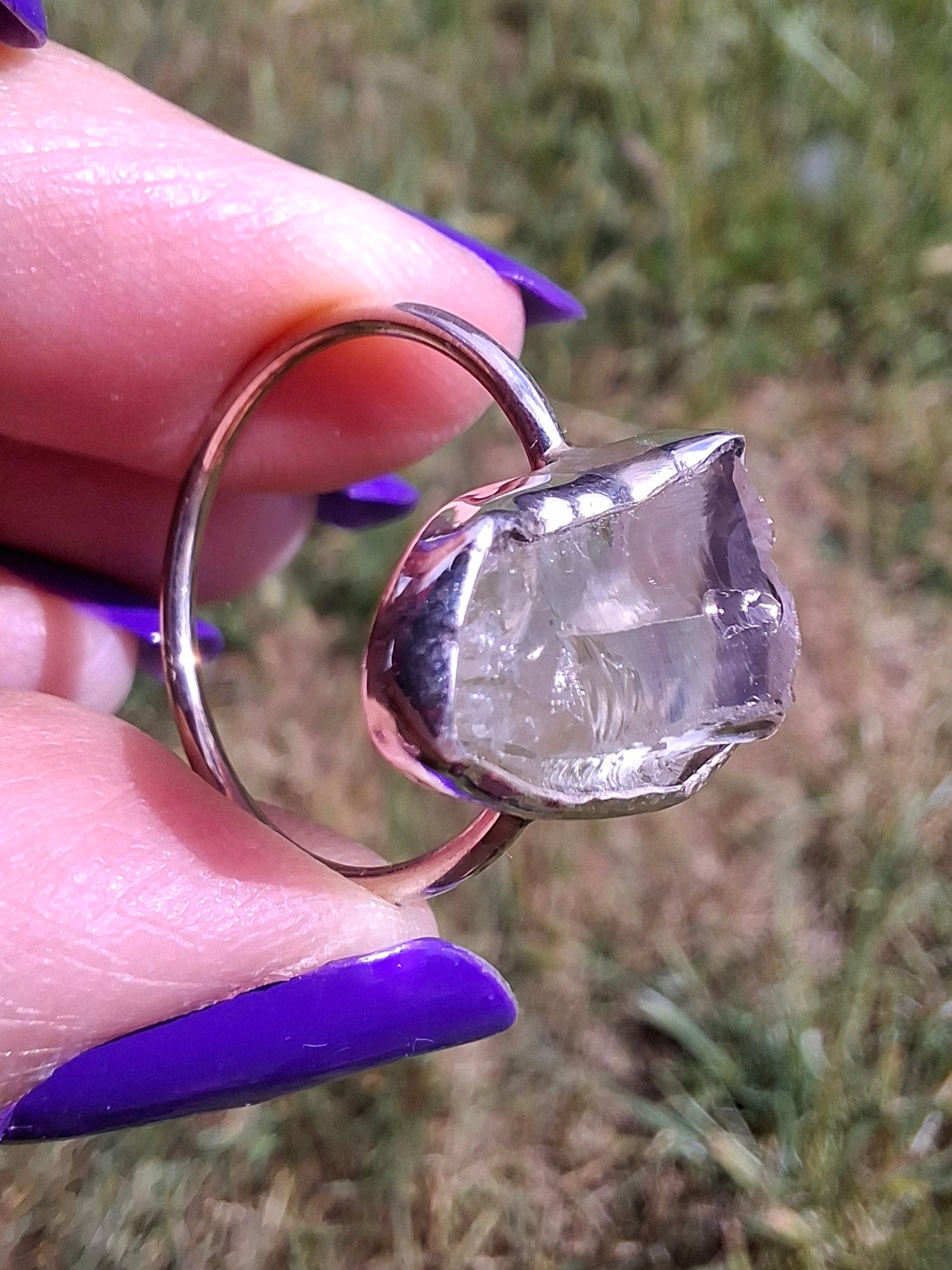 Libyan Desert Glass Ring, size large P, 925 Silver, Tektite (Ref: LR30)