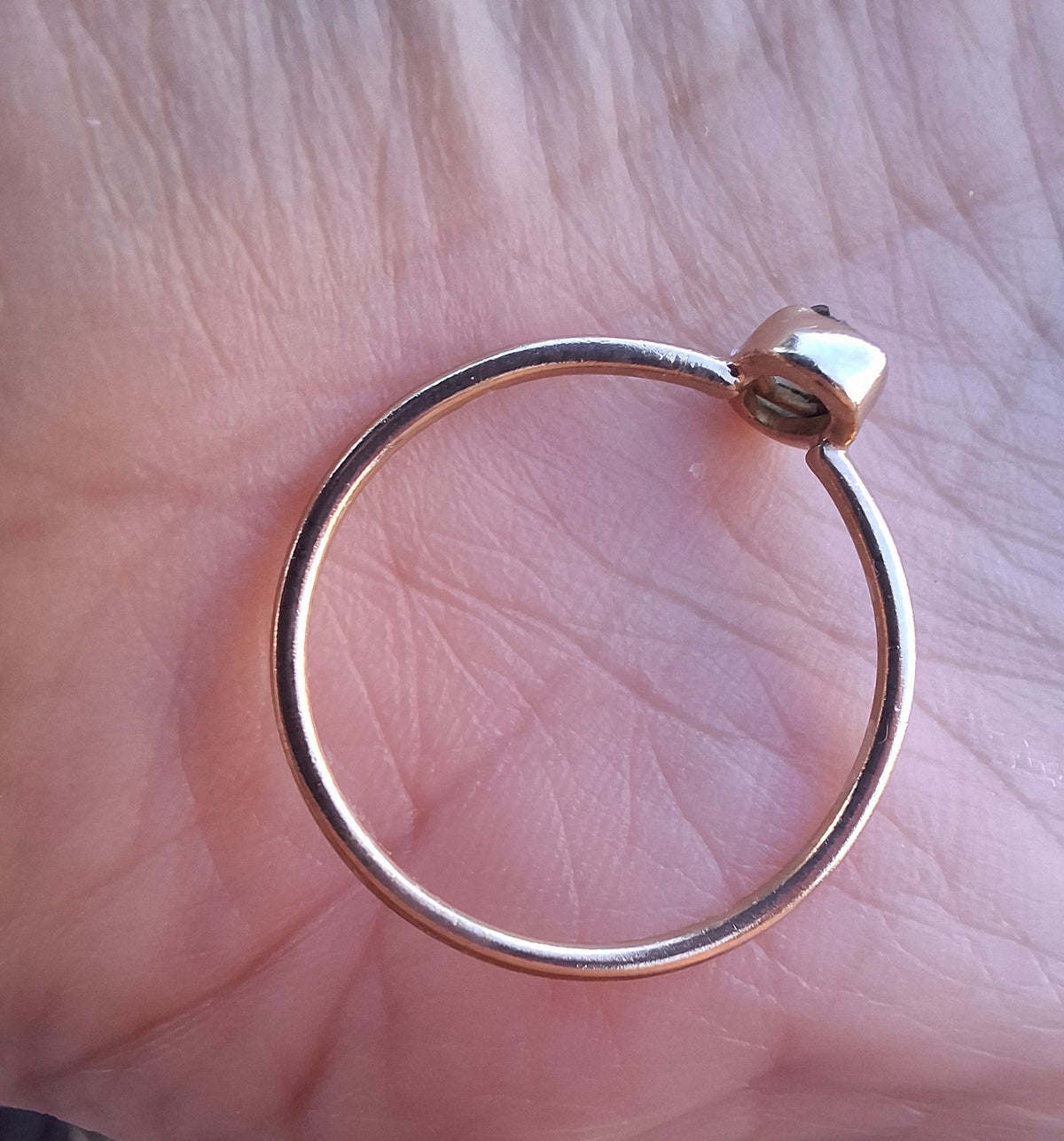 Moldavite Ring, 14K GOLD Plated, size large T, Tektite (Ref: R350)