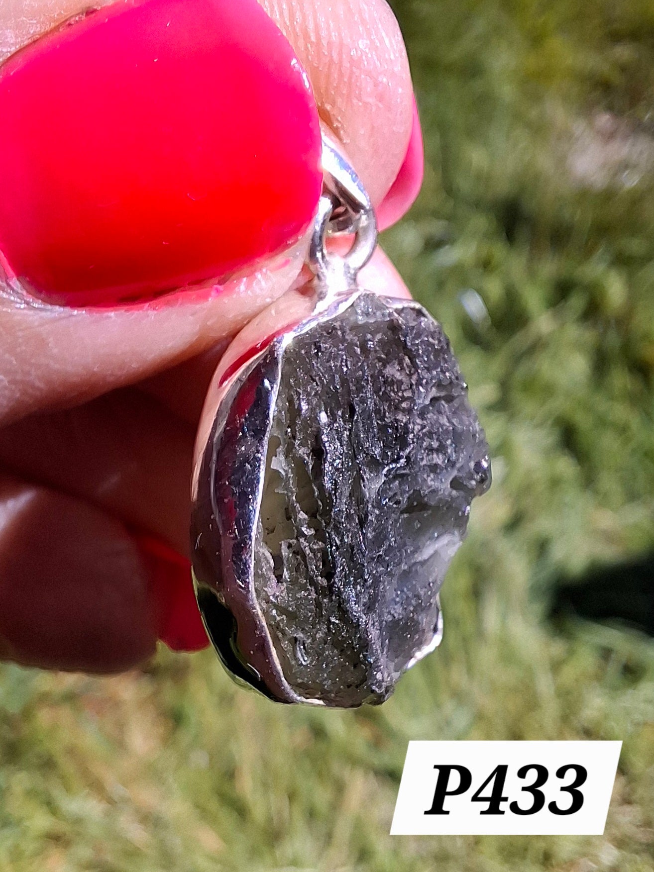 Moldavite Pendant, 925 Silver, Tektite (Ref: P433)