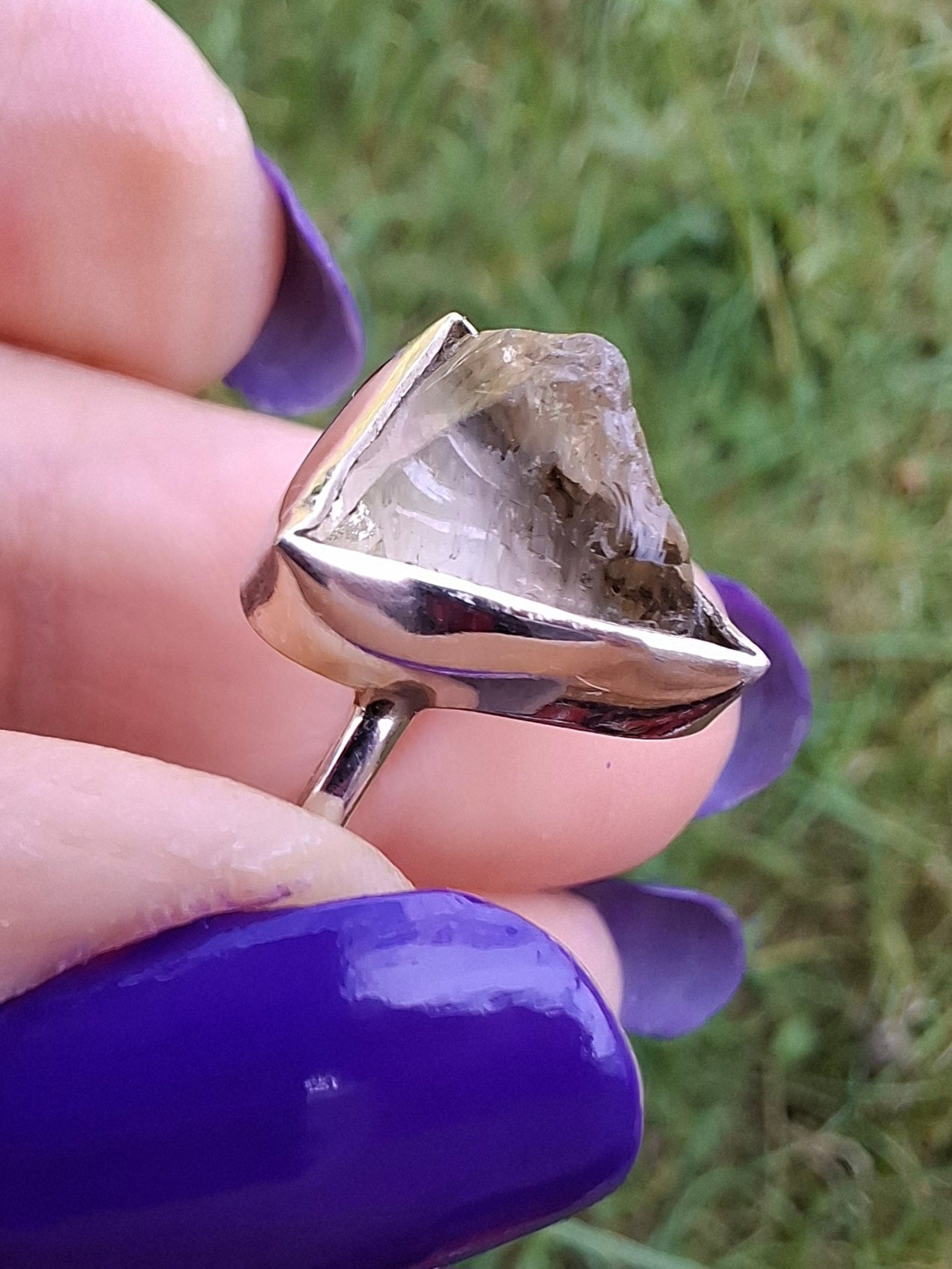 Libyan Desert Glass Ring, size large J/small K, 925 Silver, Tektite (Ref: LR11)