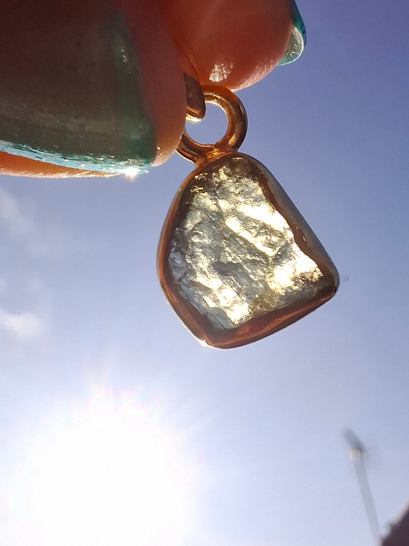 Moldavite Pendant, 14K GOLD Plated, Tektite (Ref: P448)