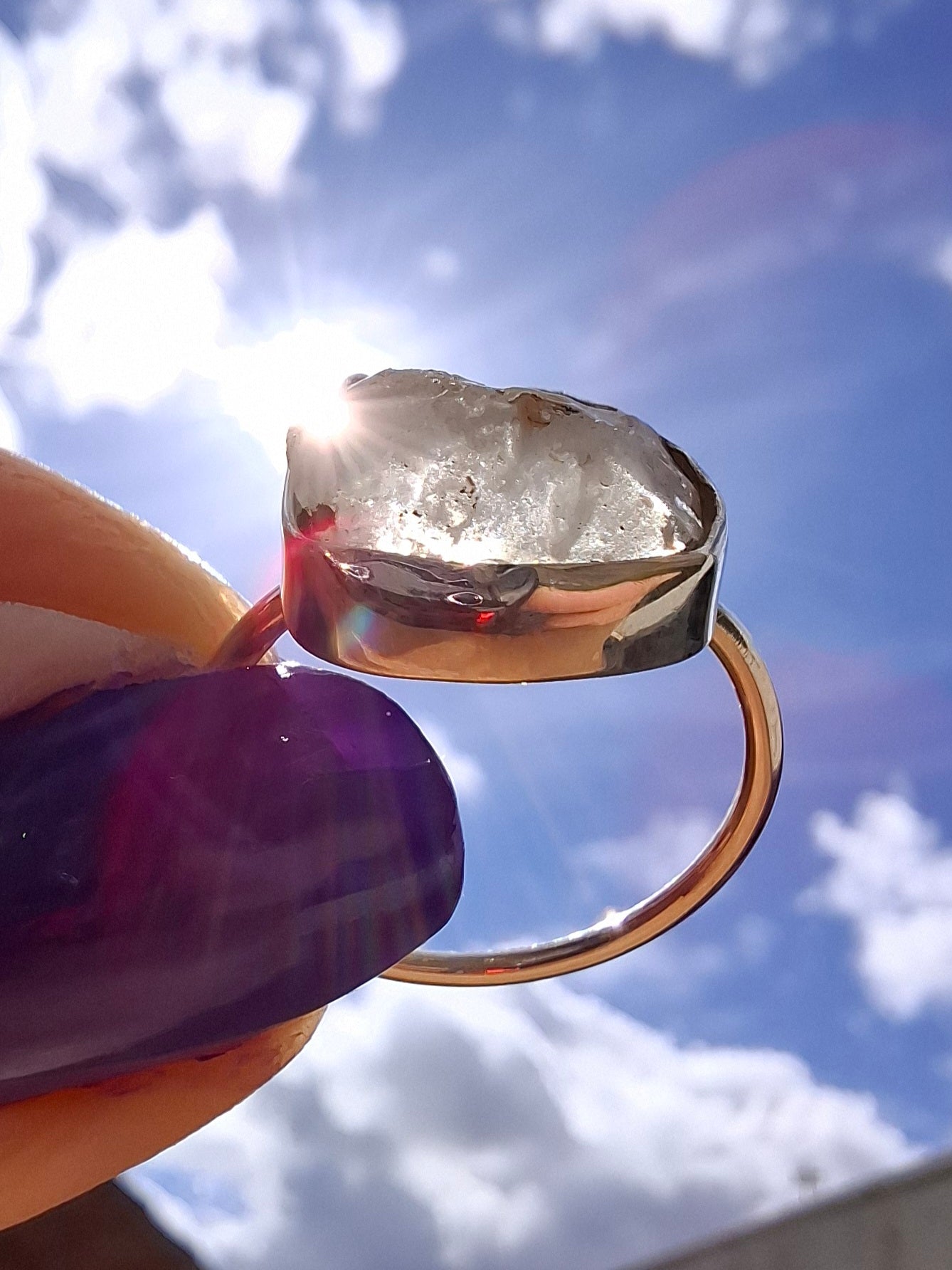 Libyan Desert Glass Ring, size P, 925 Silver, Tektite (Ref: LR27)