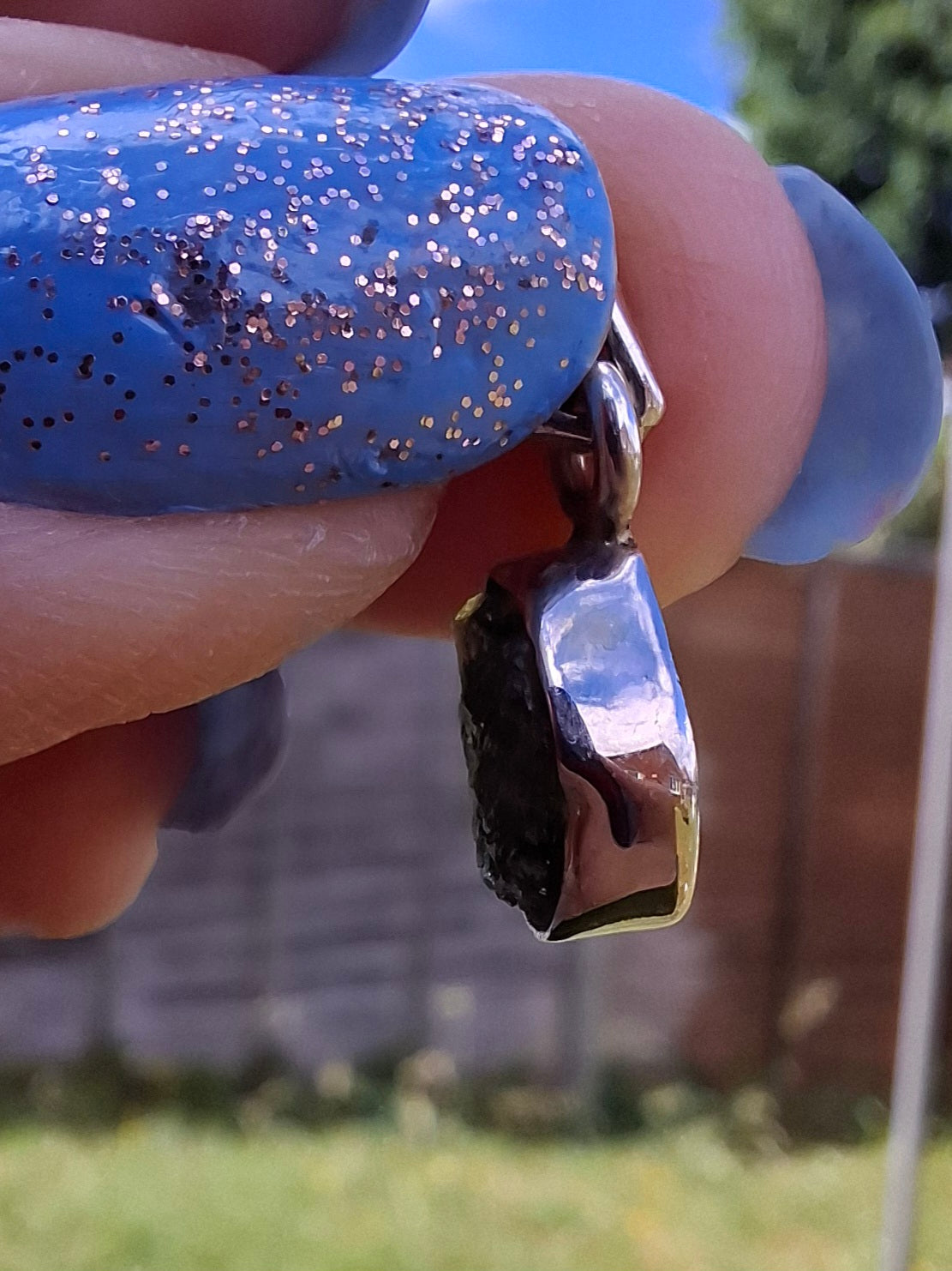 Moldavite Pendant, 925 Silver, Tektite (Ref: P78)