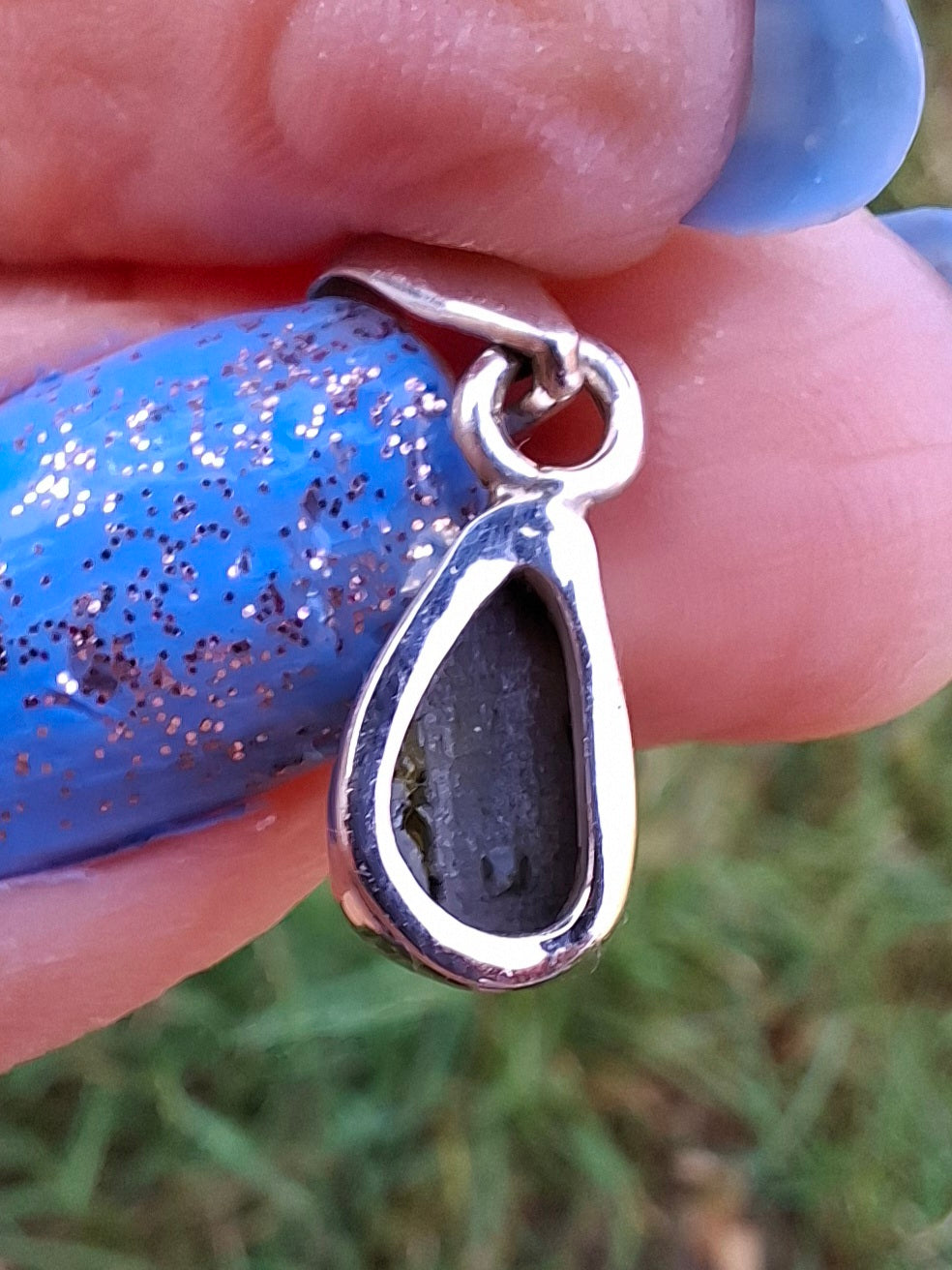 Moldavite Pendant, 925 Silver, Tektite (Ref: P51)