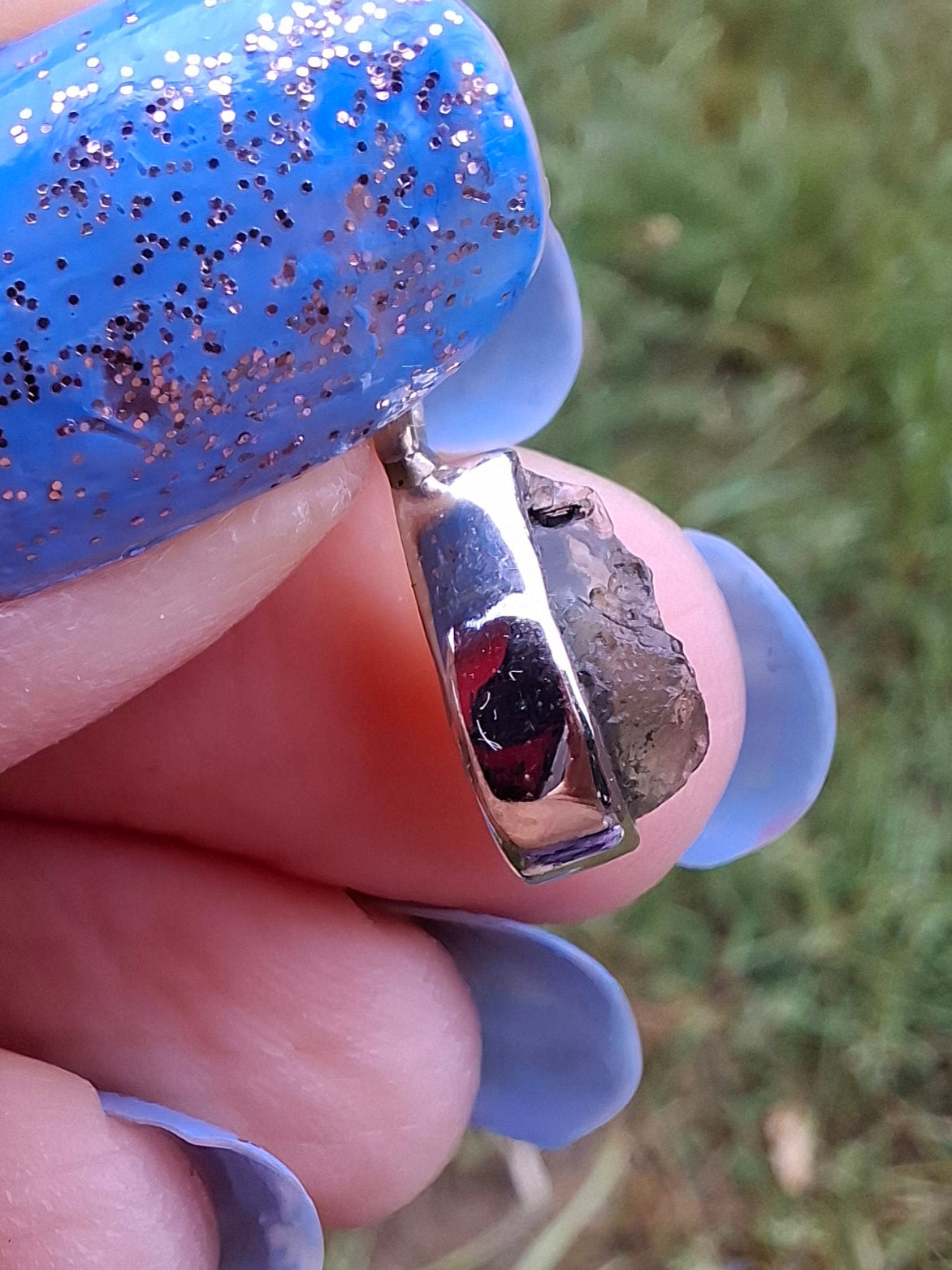 Moldavite Pendant, 925 Silver, Tektite (Ref: P67)