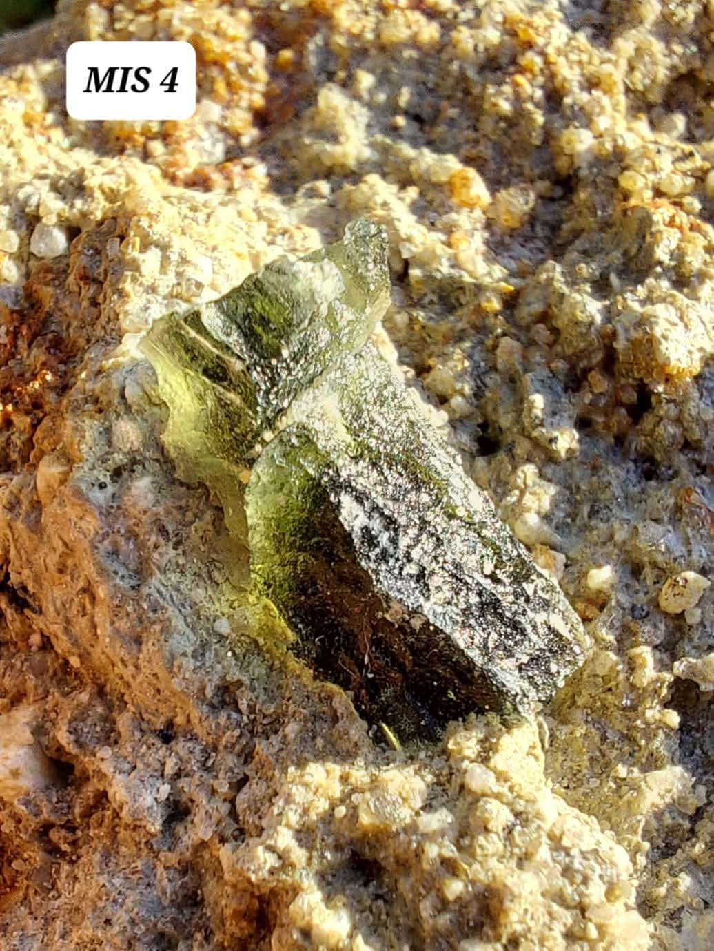 Moldavite In-Situ (in matrix), Besednice, Est- 2g, Tektite (Ref: MIS4)