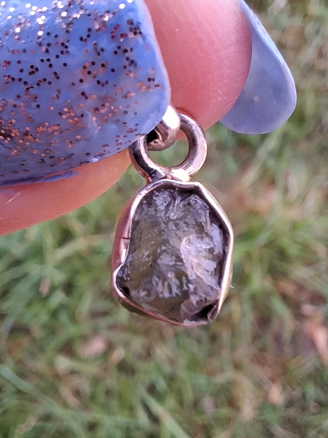 Moldavite Pendant, 925 Silver, Tektite (Ref: P49)