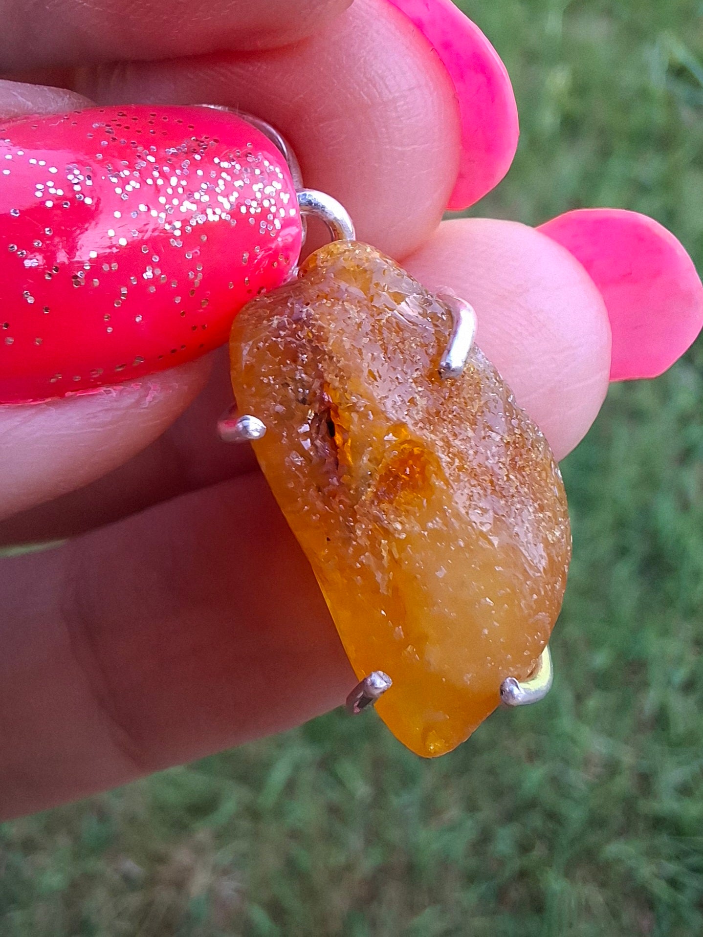 Baltic Amber Pendant, 925 Silver, Fossil (Ref: AP4)