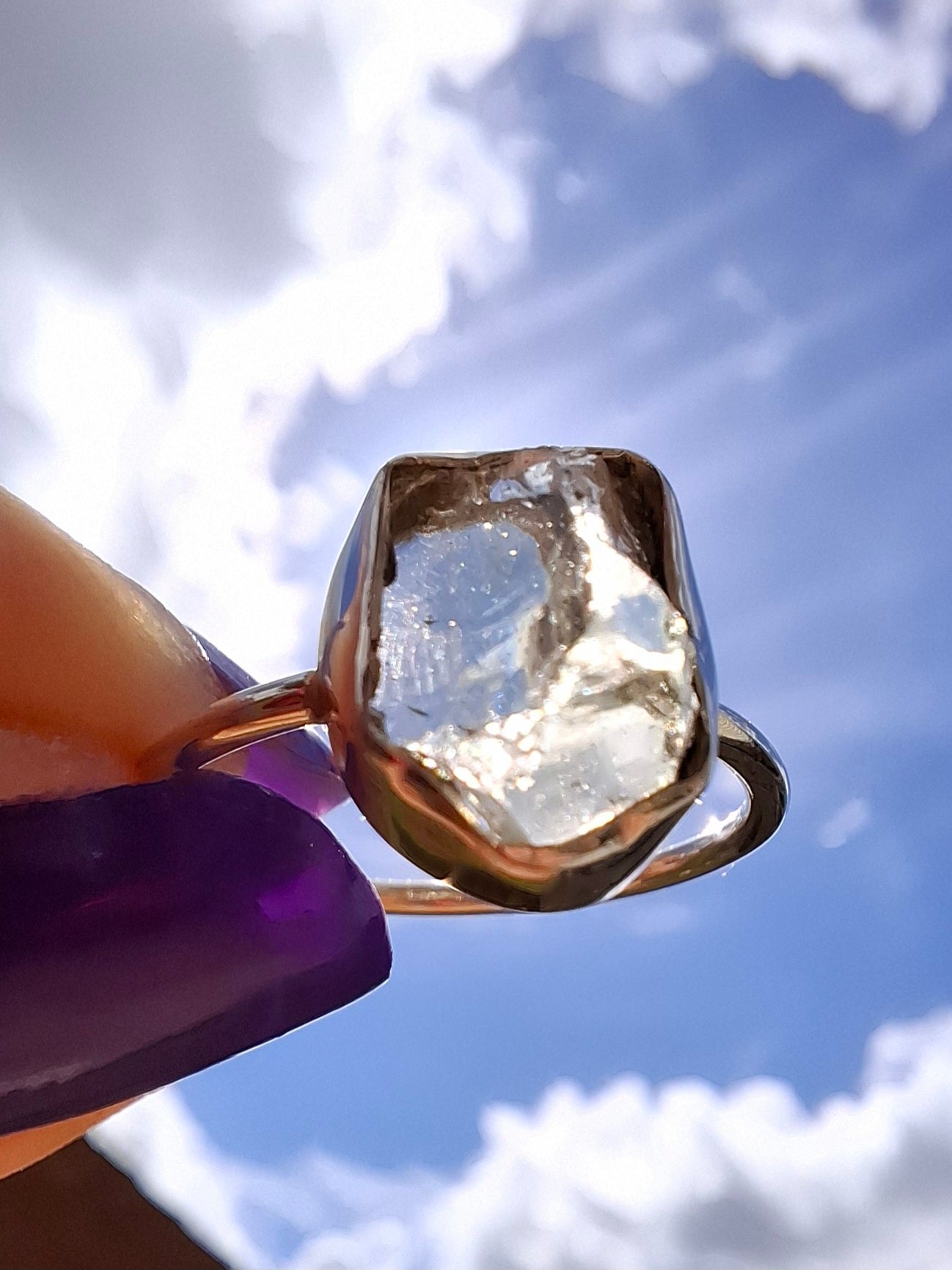 Libyan Desert Glass Ring, size large O, 925 Silver, Tektite (Ref: LR22)