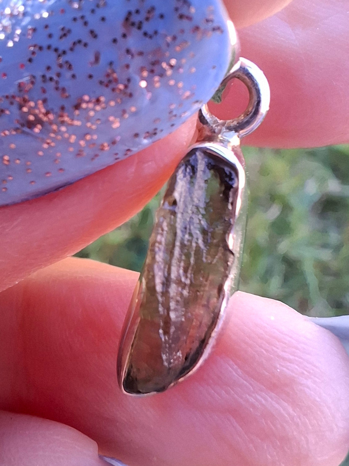 Moldavite Pendant, 925 Silver, Tektite (Ref: P82)