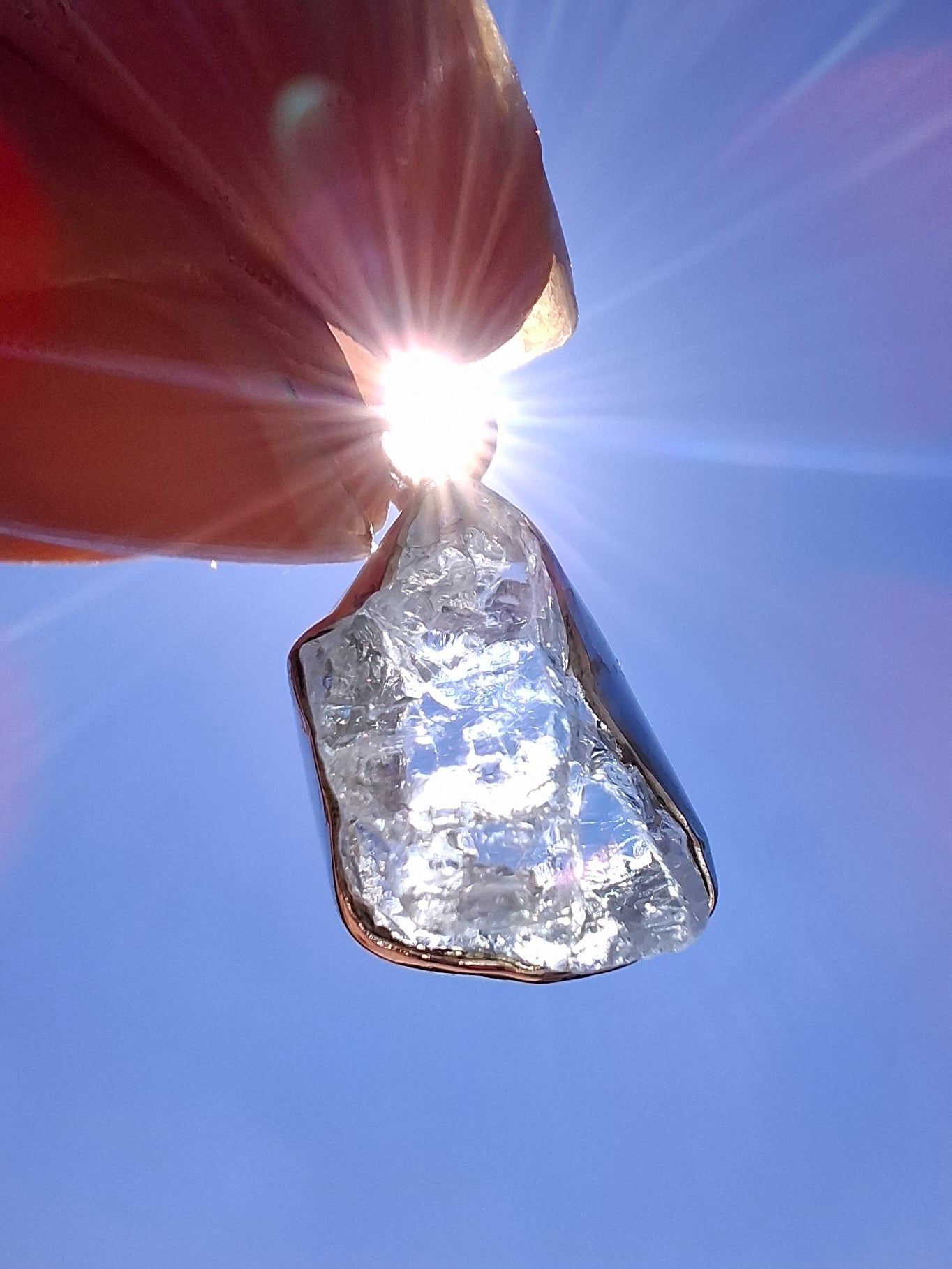 Aquamarine Pendant, 925 Silver, Crystal (Ref: AQ14)