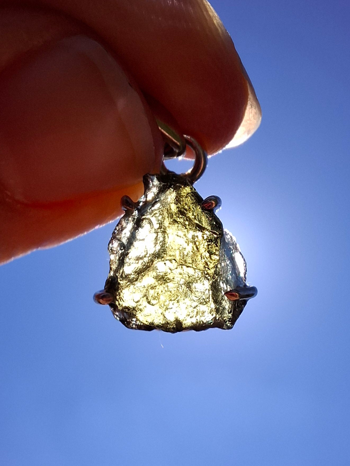 Moldavite Claw Pendant, 925 Silver, Tektite (Ref: P28)