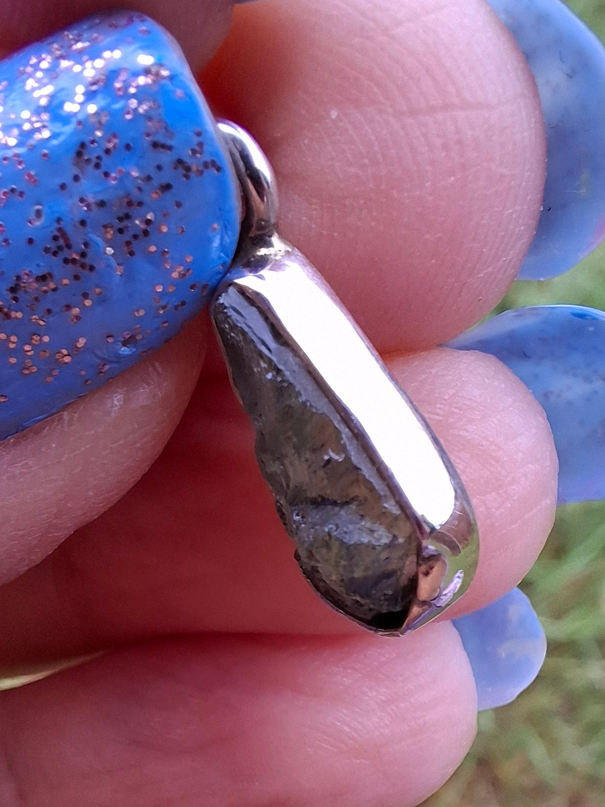 Moldavite Pendant, 925 Silver, Tektite (Ref: P73)