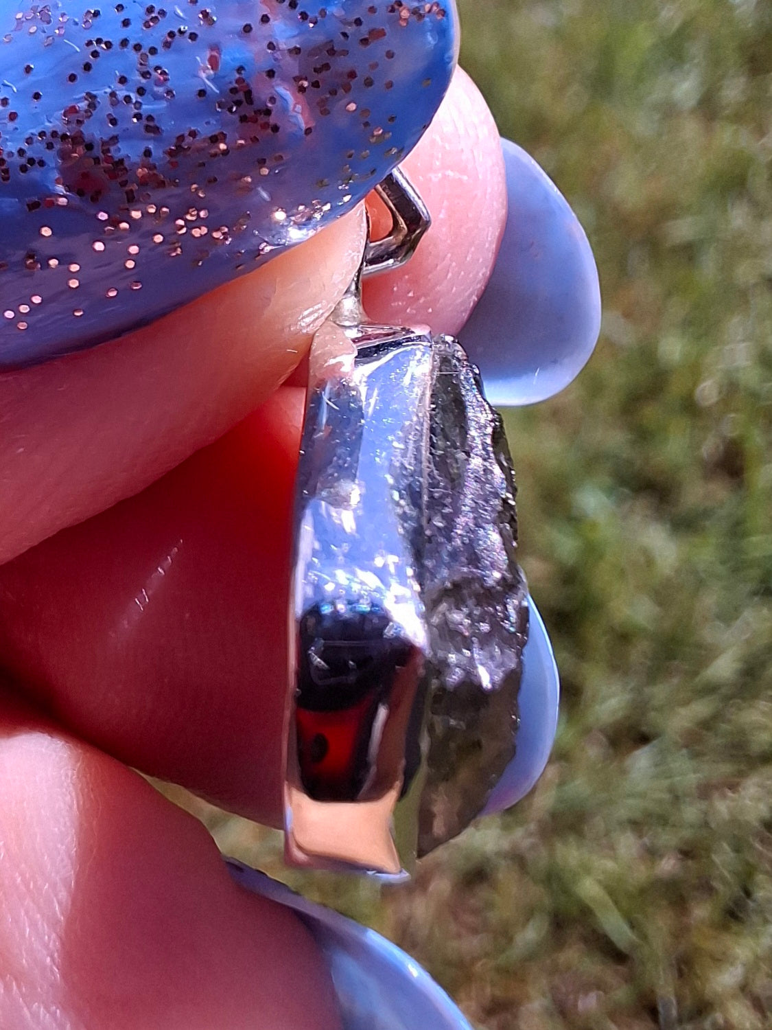Moldavite Pendant, 925 Silver, Tektite (Ref: P79)