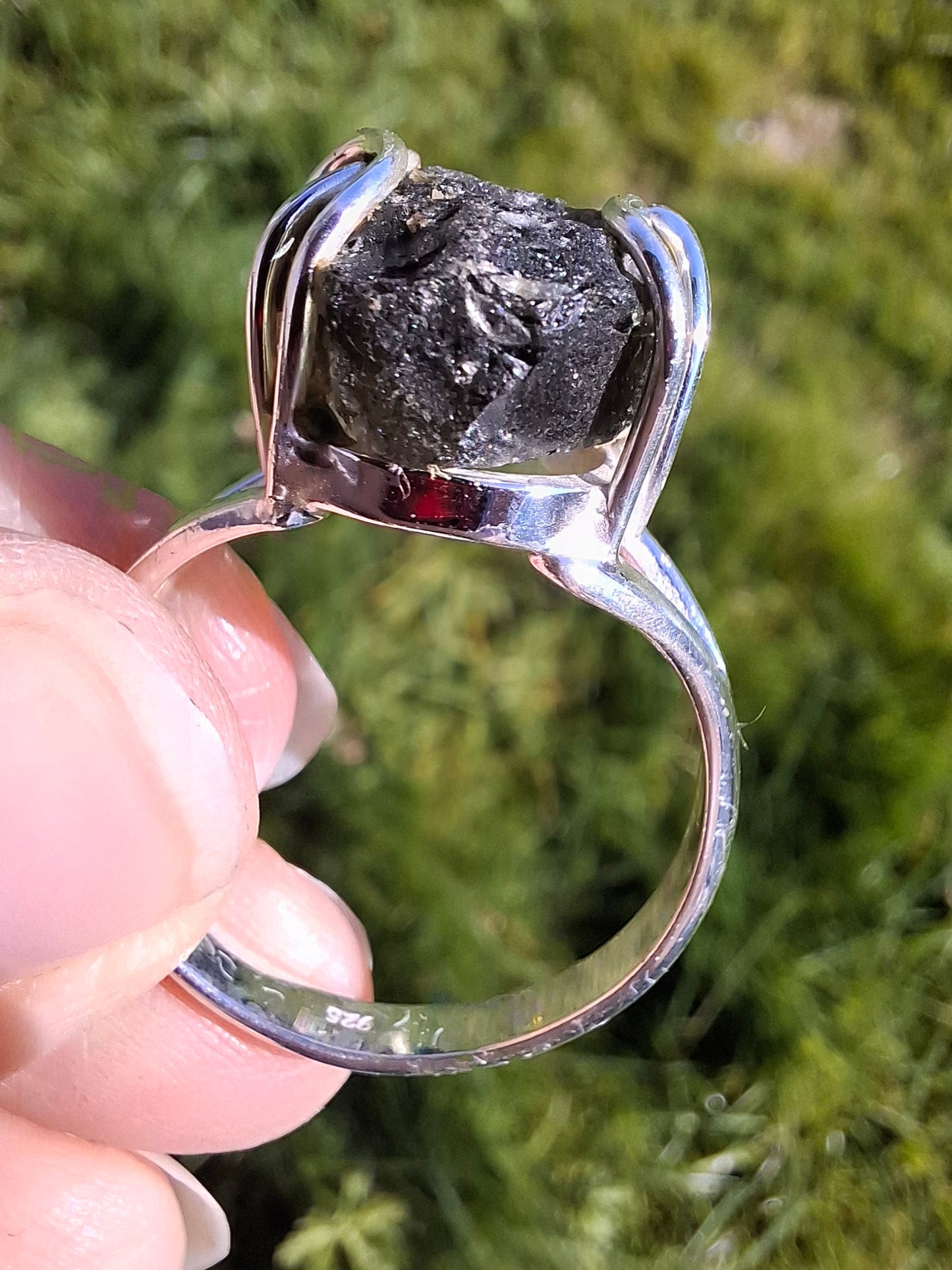 Moldavite Ring, size Y, 925 Silver, Tektite (Ref: R17)