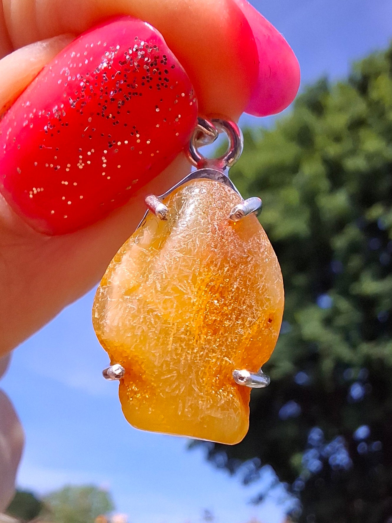 Baltic Amber Pendant, 925 Silver, Fossil (Ref: AP5)