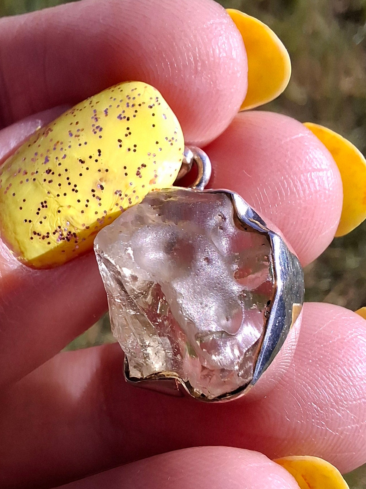 Libyan Desert Glass Pendant, 925 Silver, Tektite (LP103)