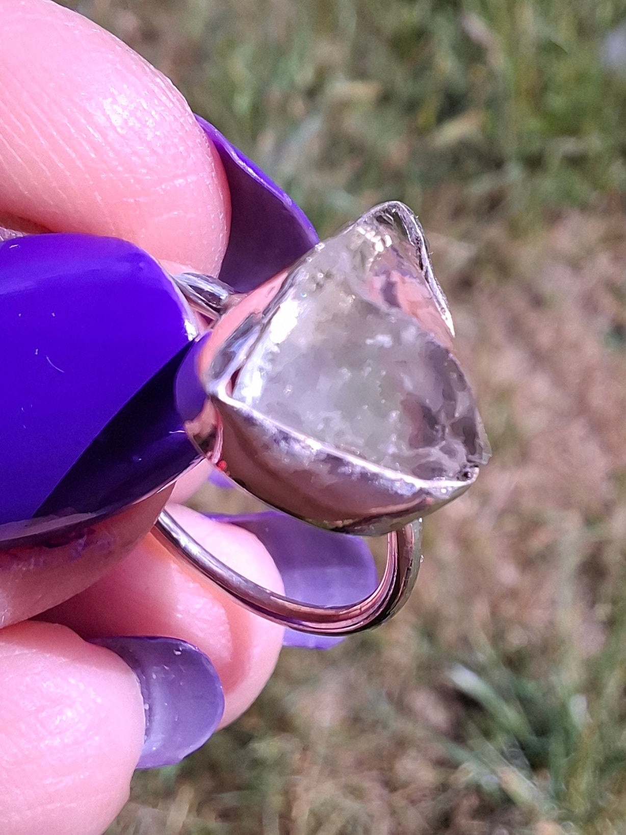 Libyan Desert Glass Ring, size small M, 925 Silver, Tektite (Ref: LR19)