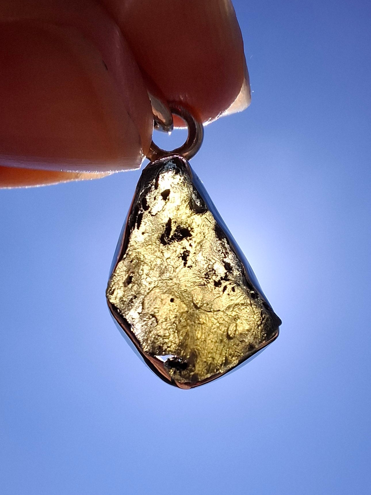 Moldavite Pendant, 925 Silver, Tektite (Ref: P7)