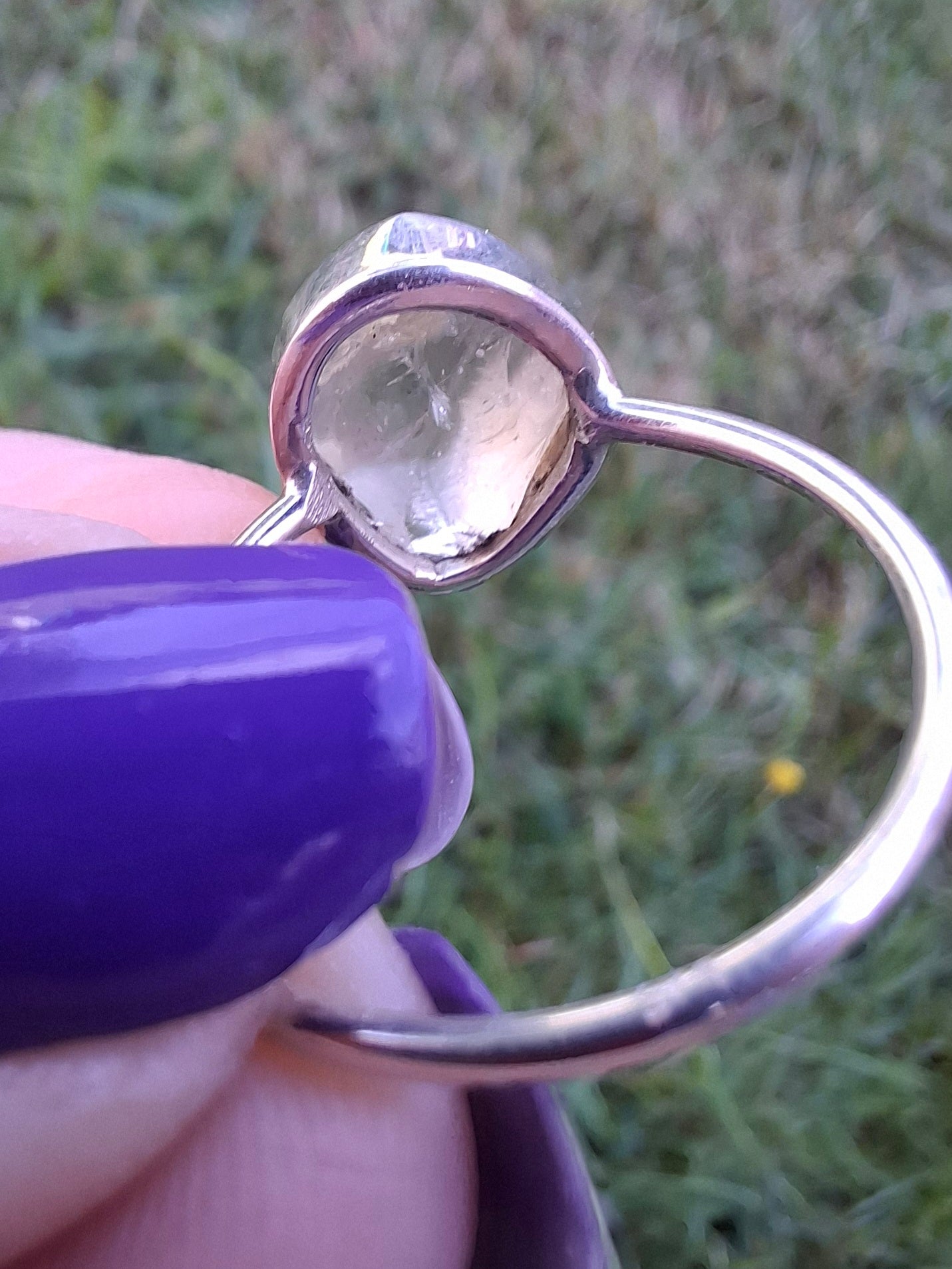 Libyan Desert Glass Ring, size large R/small S, 925 Silver, Tektite (Ref: LR42)