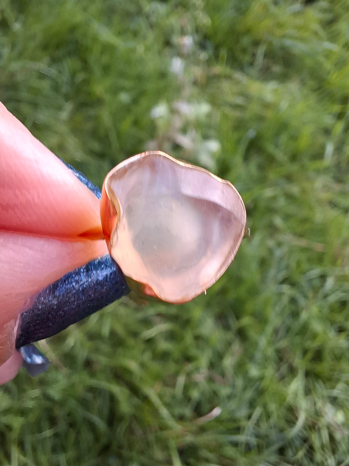 Libyan Desert Glass Ring, 14K GOLD Plated, size large M, Tektite (Ref: LR78)