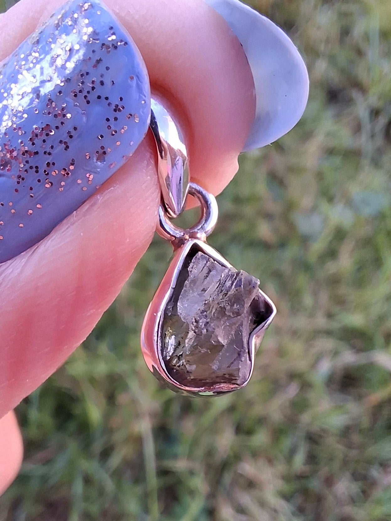 Moldavite Pendant, 925 Silver, Tektite (Ref: P92)