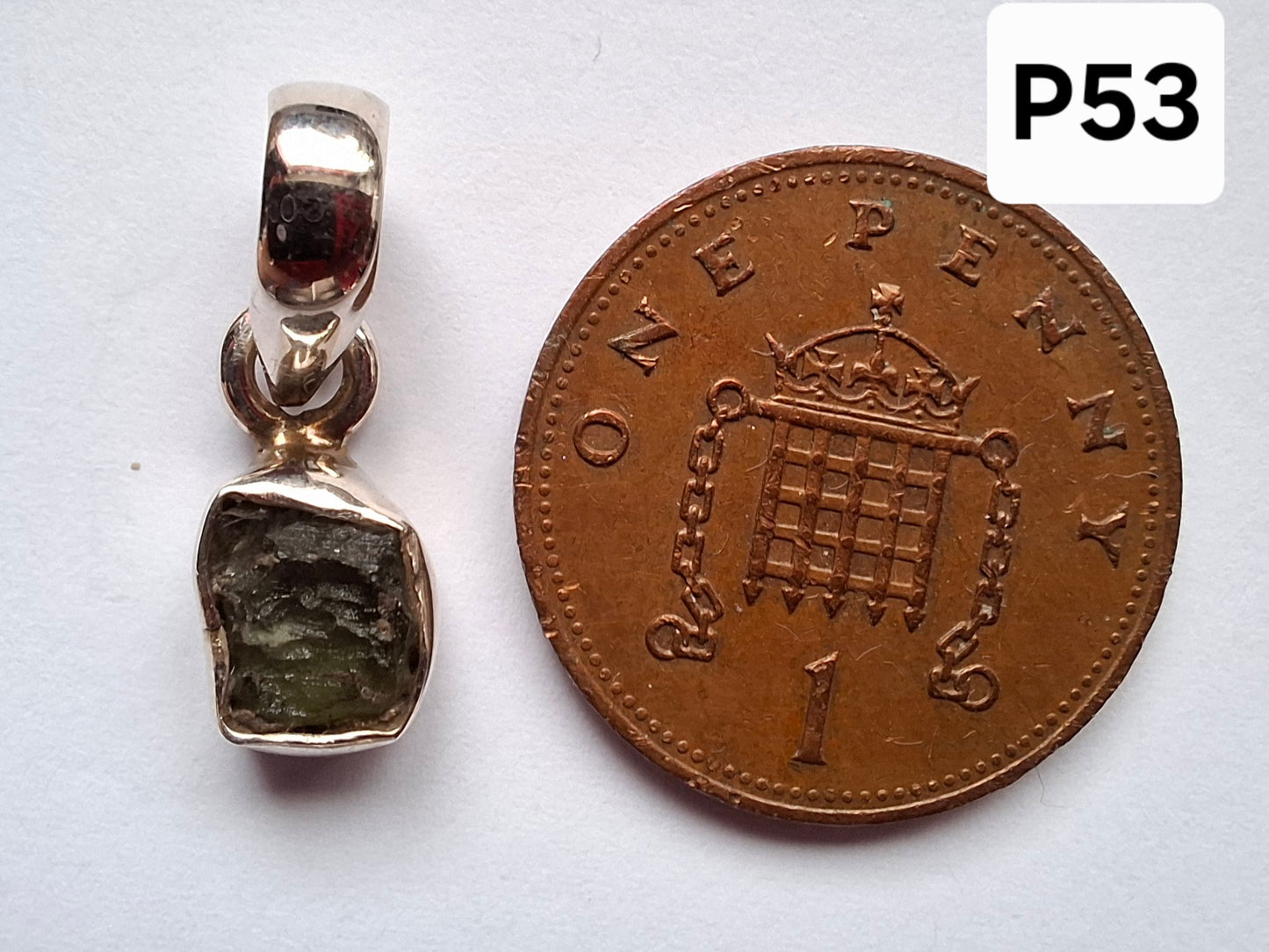 Moldavite Pendant, 925 Silver, Tektite (Ref: P53)