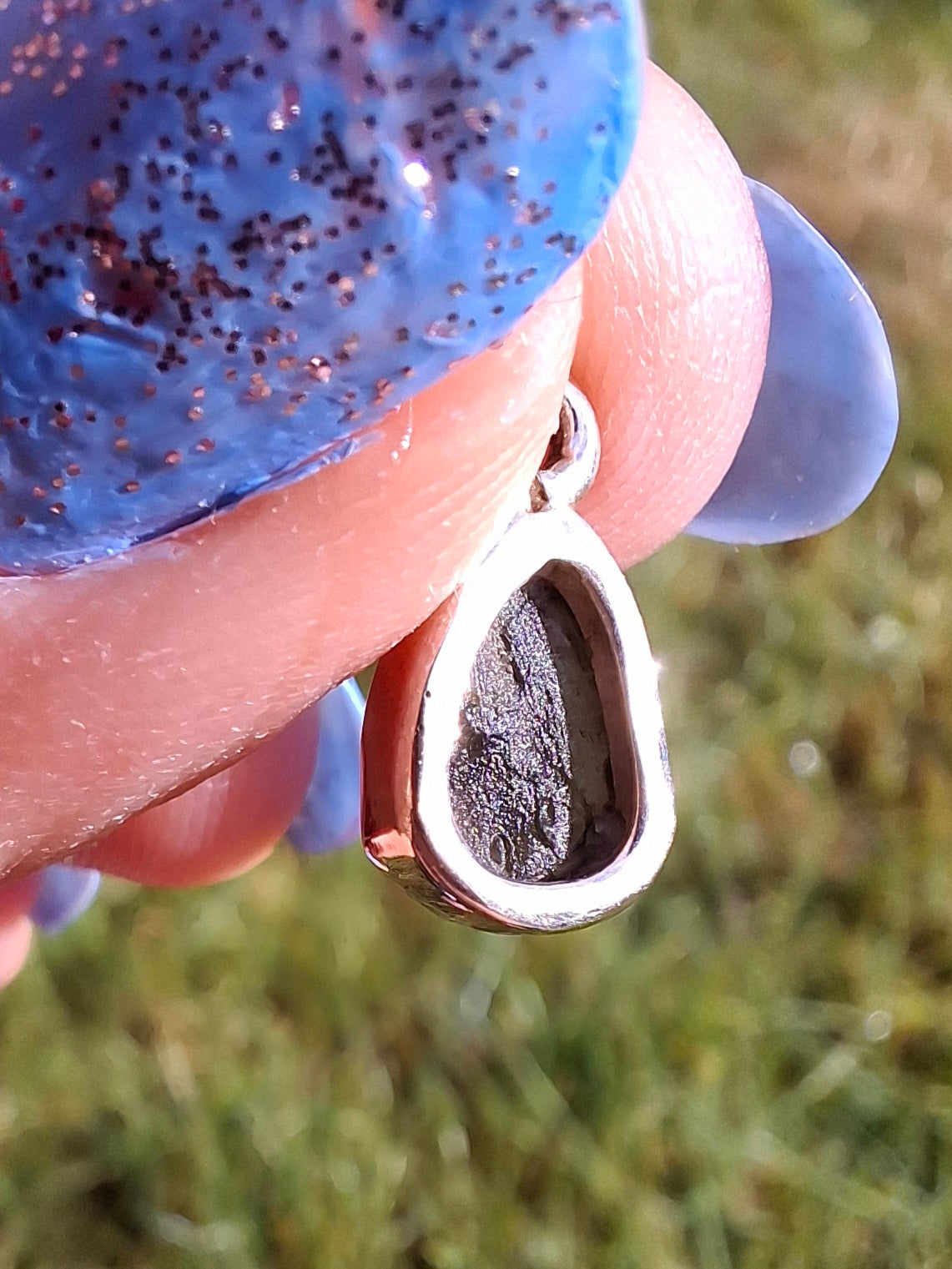 Moldavite Pendant, 925 Silver, Tektite (Ref: P40)