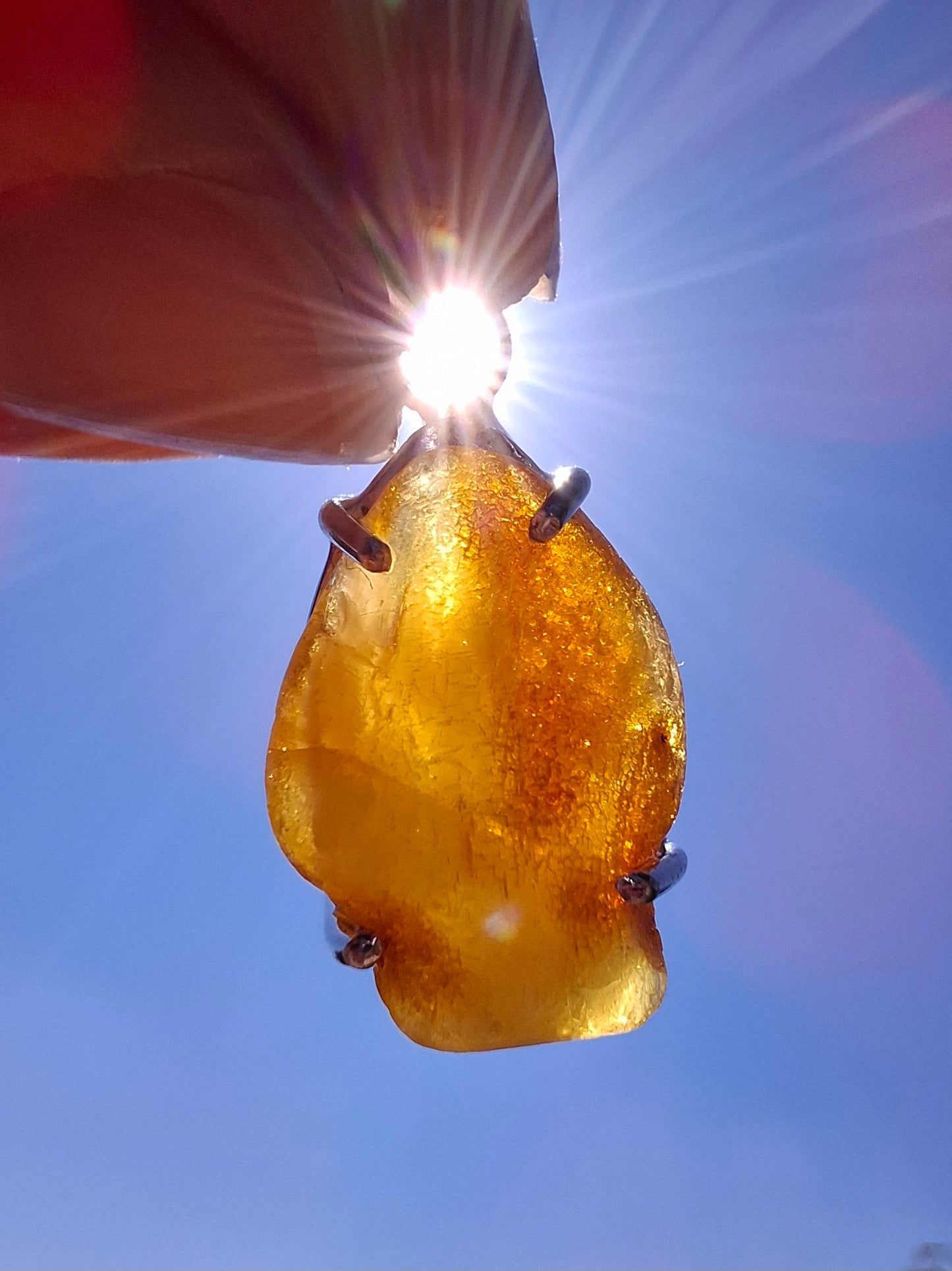 Baltic Amber Pendant, 925 Silver, Fossil (Ref: AP5)