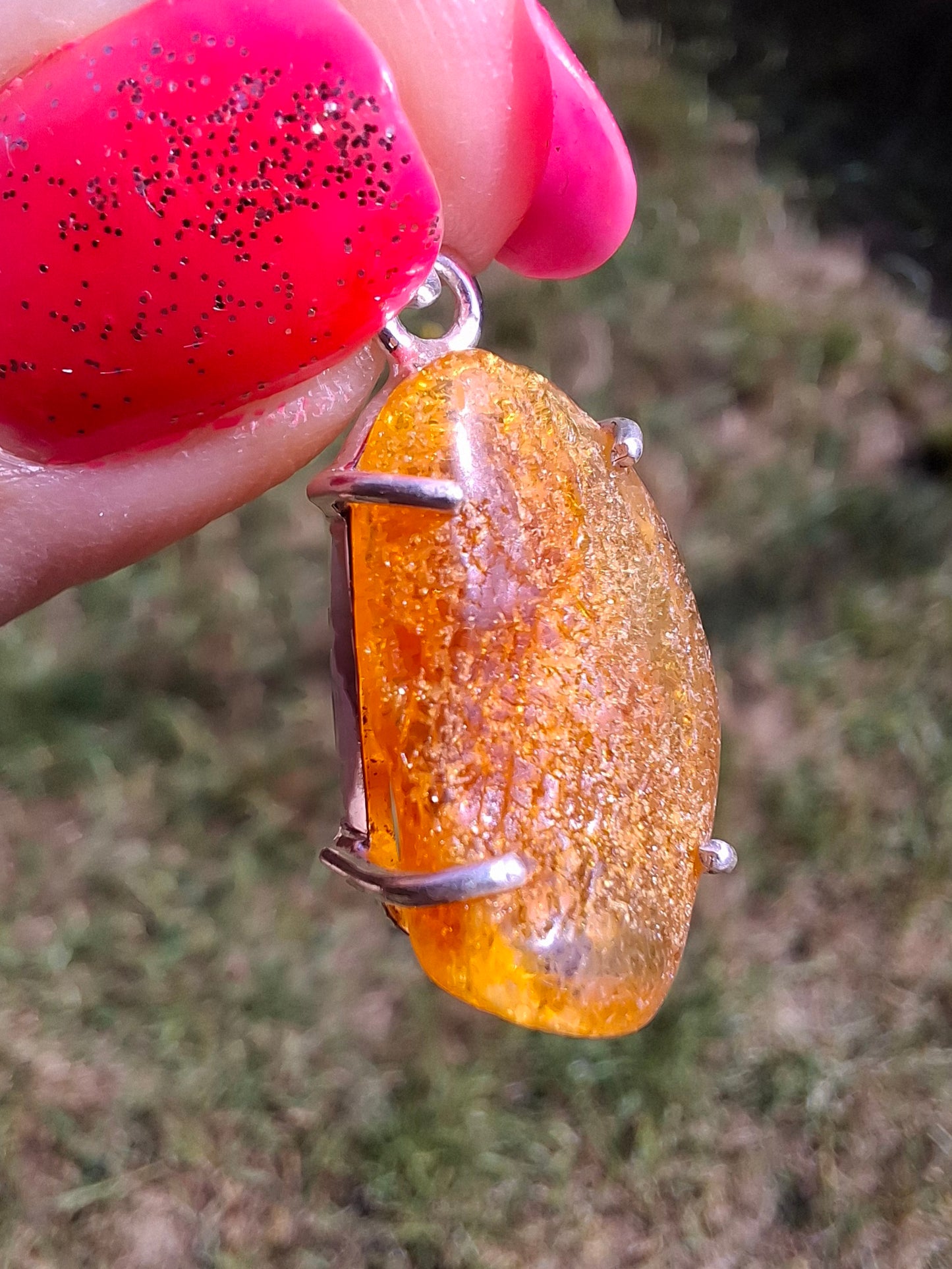 Baltic Amber Pendant, 925 Silver, Fossil (Ref: AP11)